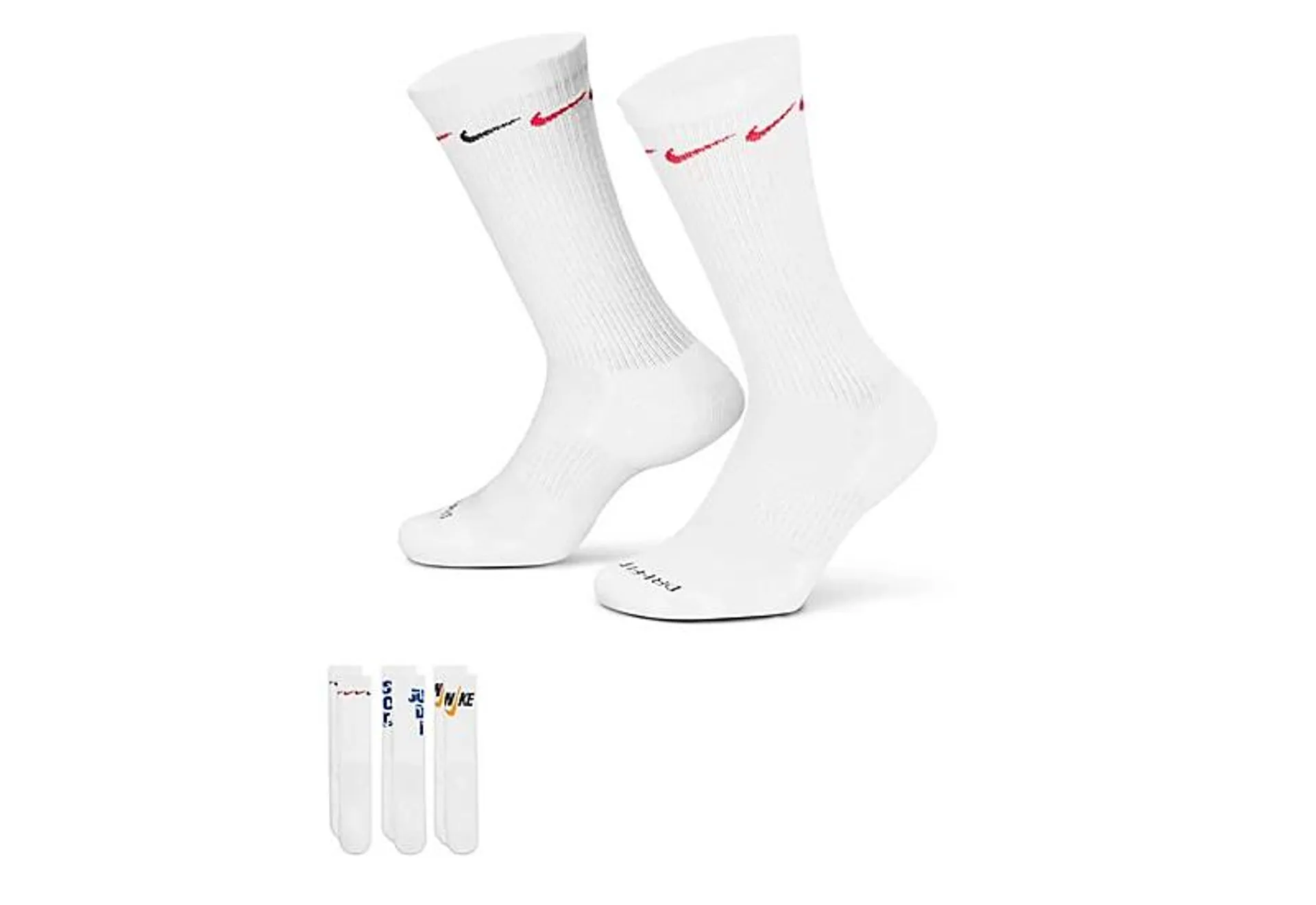 Nike Mens Jdi Graphic Crew Socks 3 Pairs - White