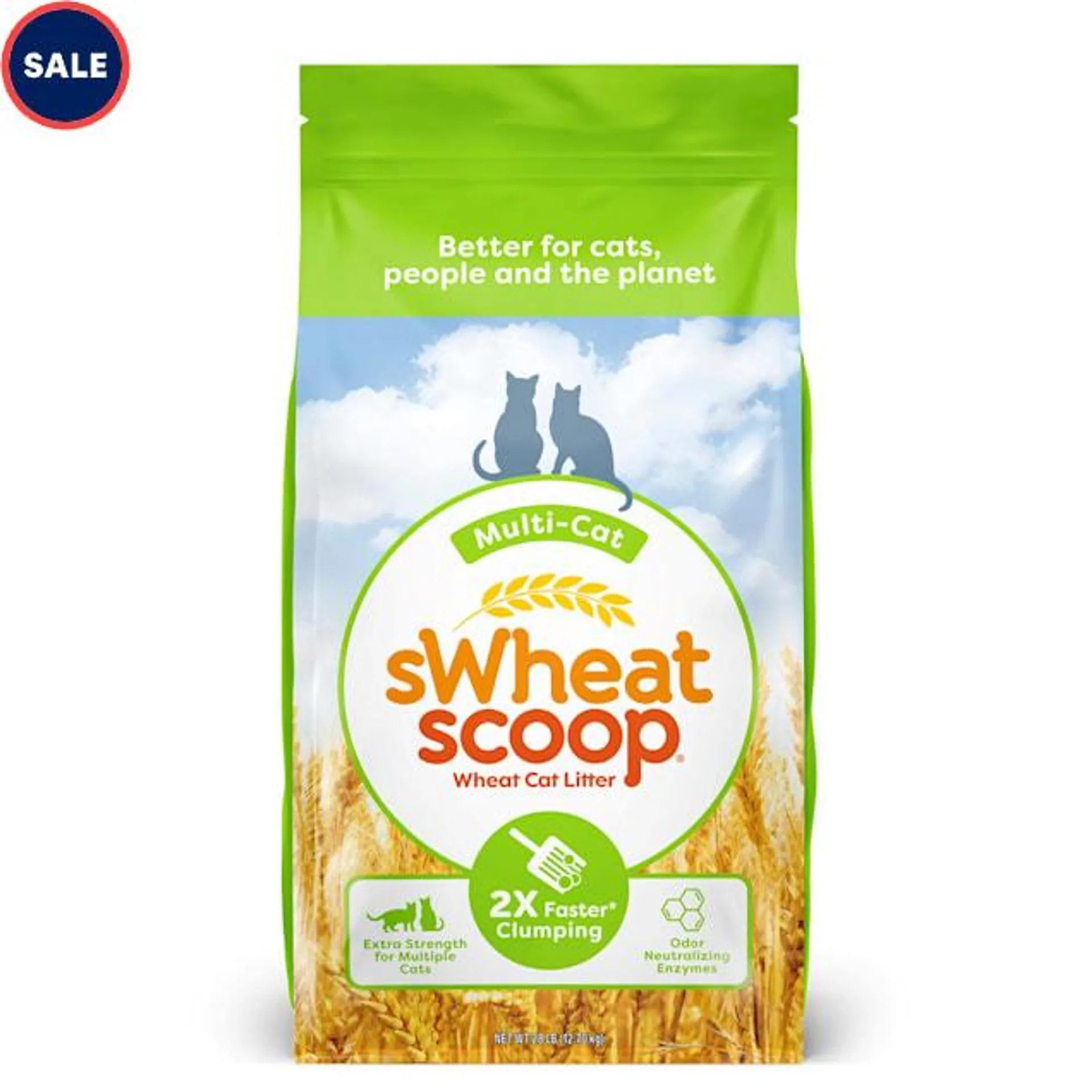 sWheat Scoop Multi-Cat Natural Clumping Wheat Cat Litter, 28 lbs.