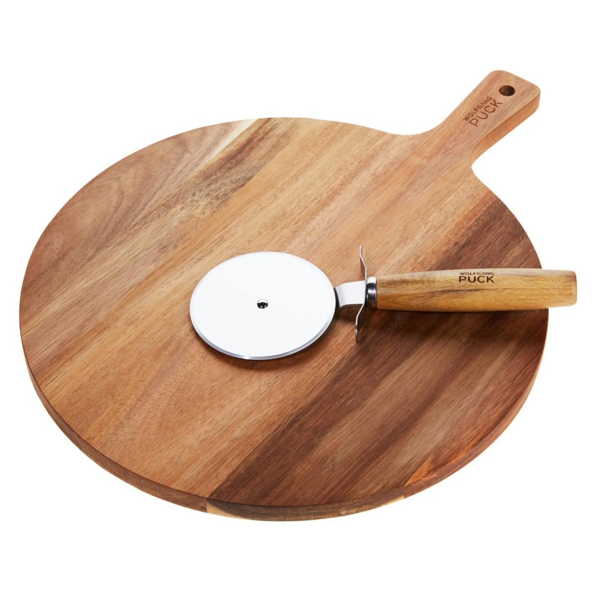 Wolfgang Puck Acacia Wood Pizza Board with Cutting Wheel