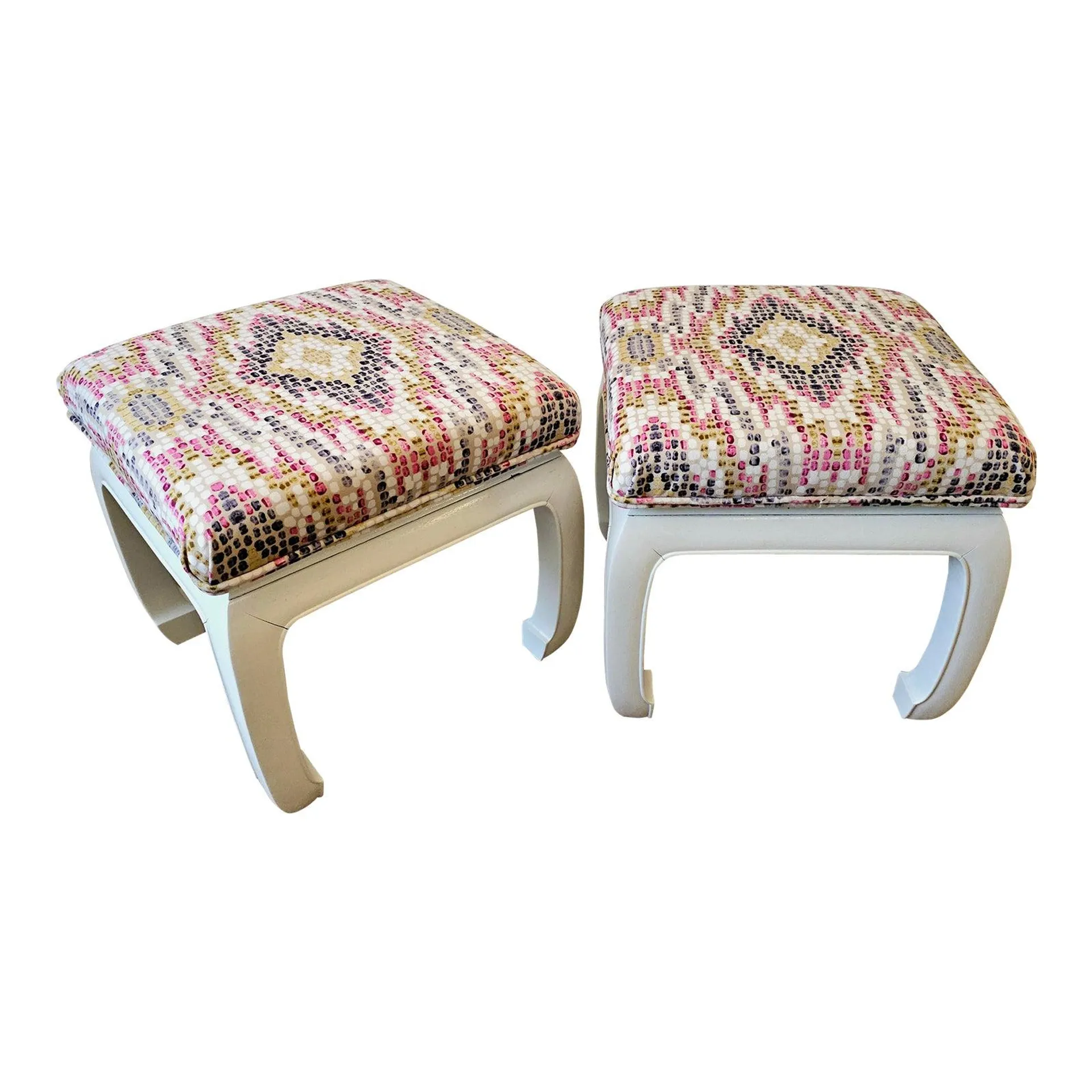 1970s Chinoiserie Ming Stools-Pair