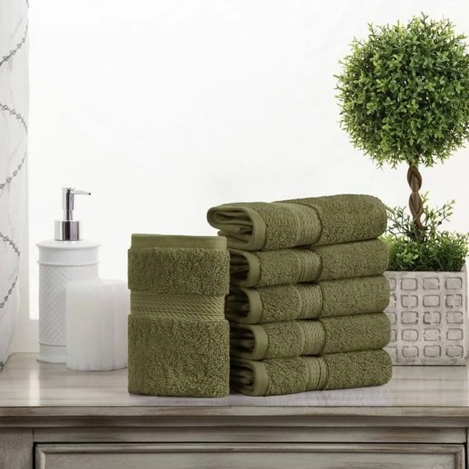 Superior Egyptian Cotton Pile Heavyweight Face Towel Set of 6