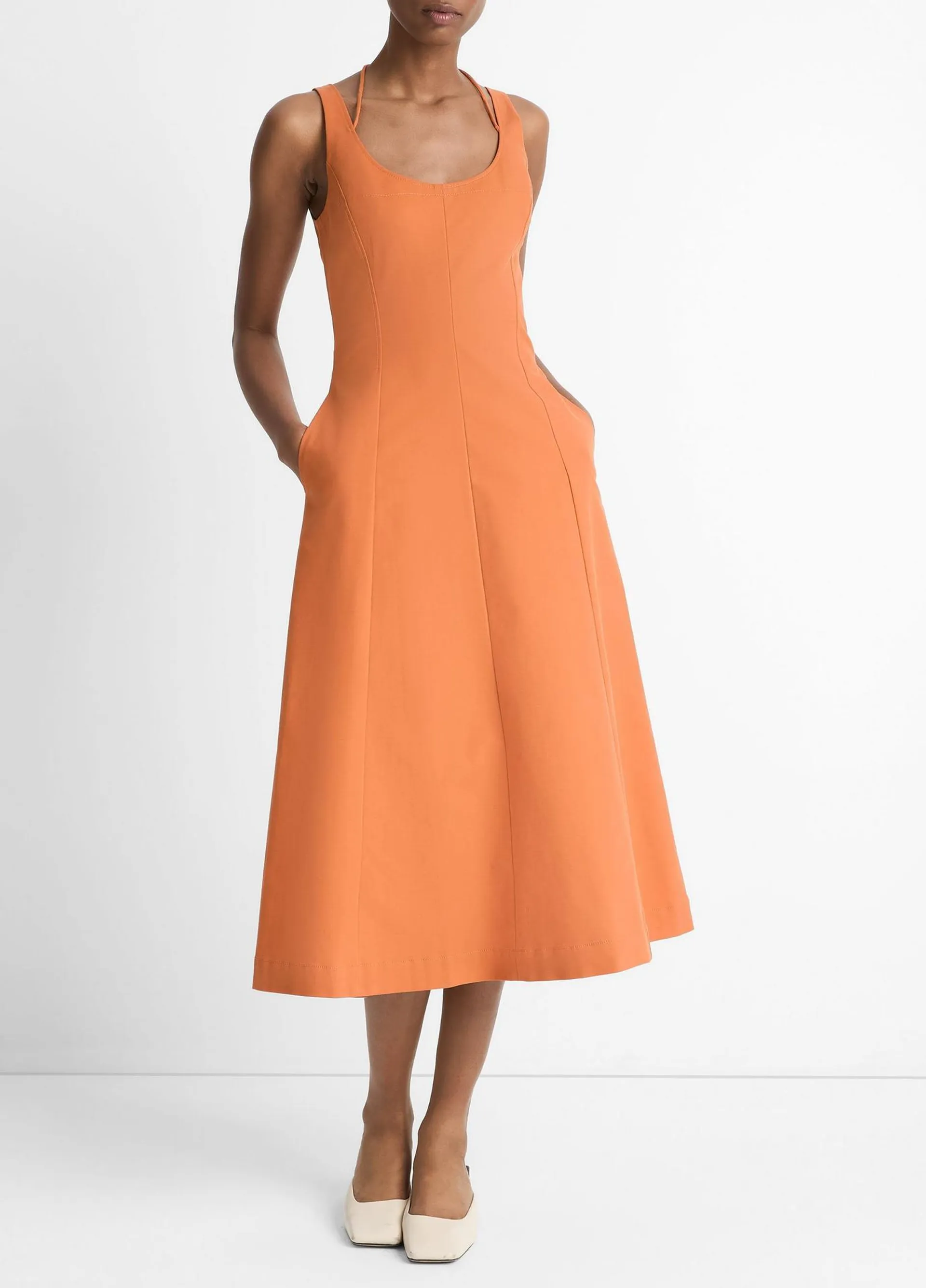 Seamed Cotton Tank Dress