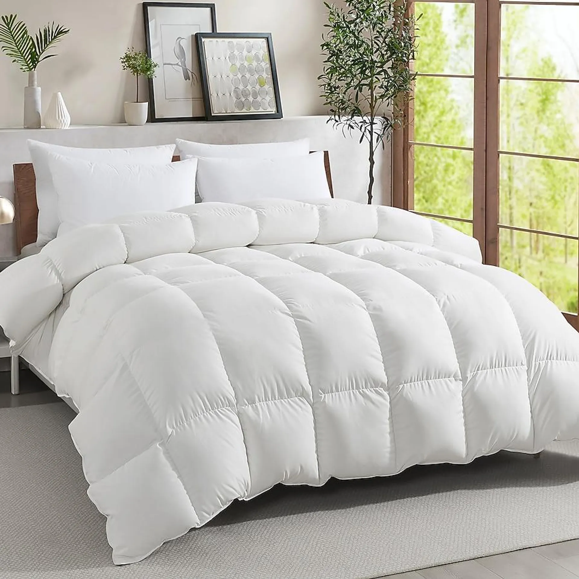 JEAREY Duvet White Solid Reversible Queen Comforter Microfiber with ( Down Fill )