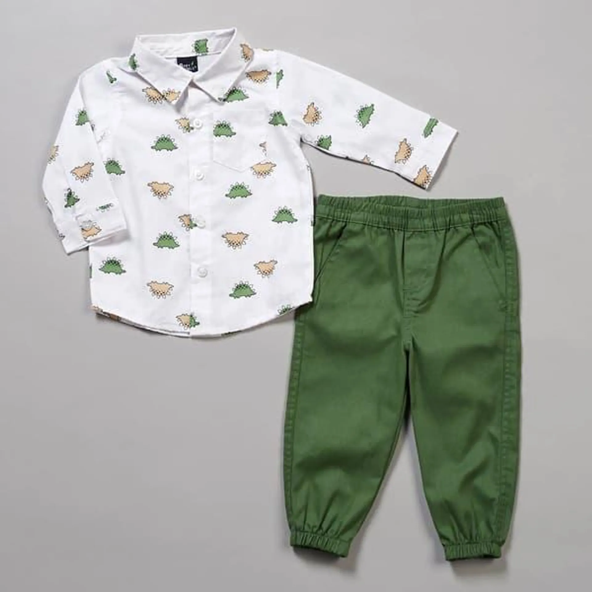 Baby Boy (12-24M) Baby Rebels® Stegosaurus Button Top & Pants Set