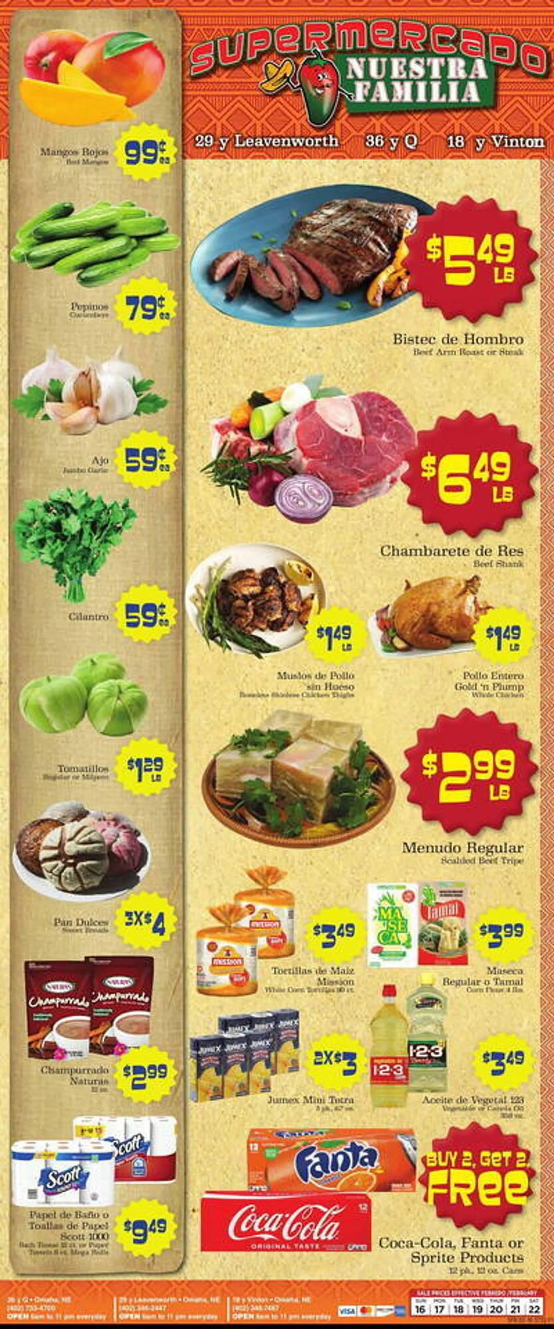 Catálogo de Supermercado Nuestra Familia Weekly Ad 16 de febrero al 22 de febrero 2025 - Página 1