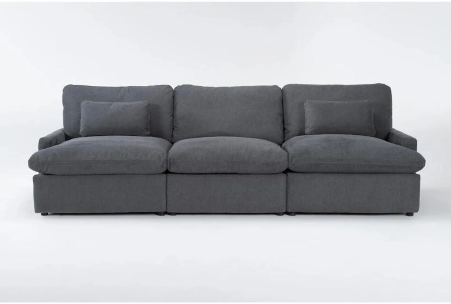 Jolene Dark Grey 122" 3 Piece Power Reclining Modular Sofa with USB