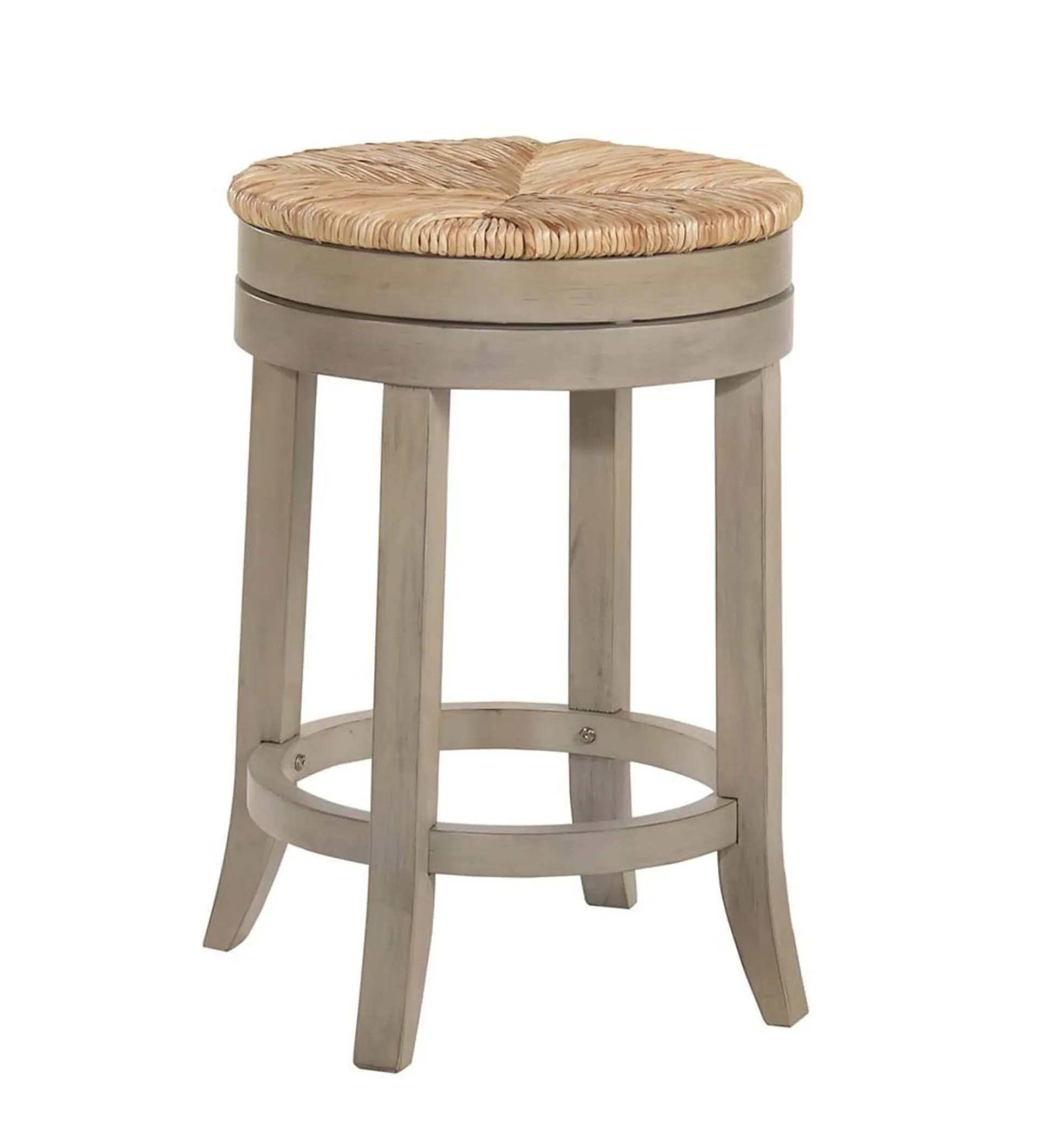 24" Round Rush Seat Swivel Counter Stool - Weathered Gray