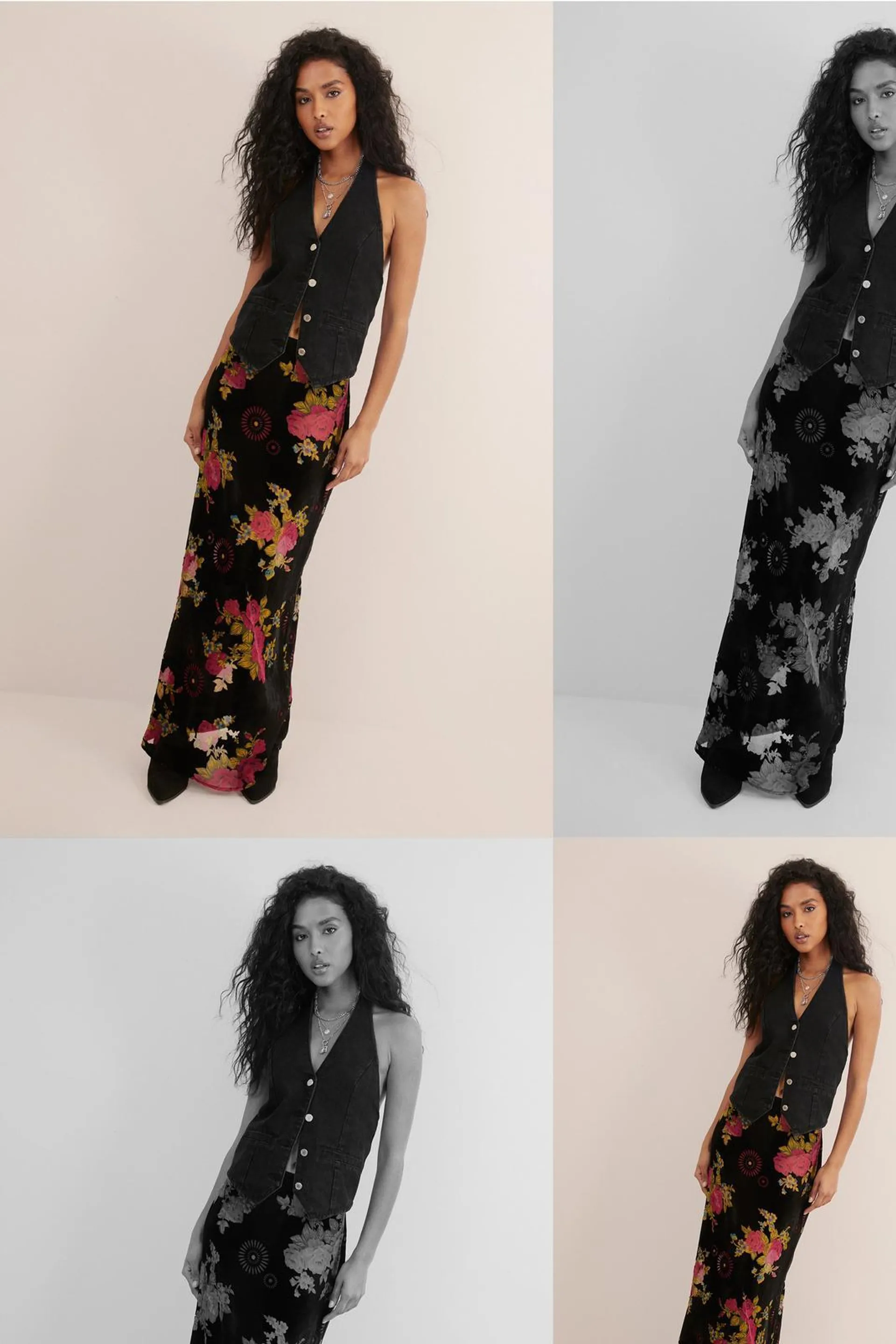 Floral Devore Maxi Skirt