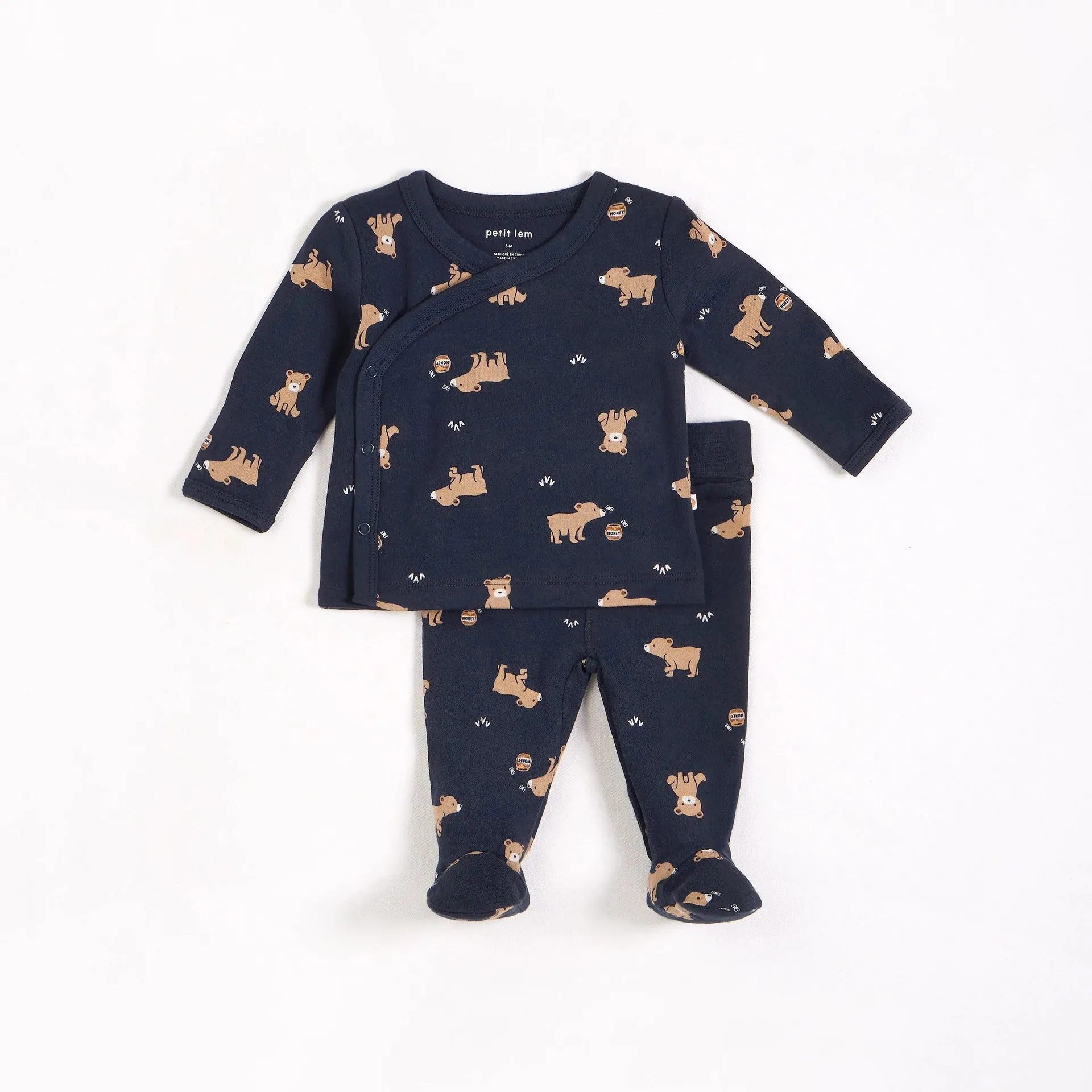 Petit Lem Little Cub Print on Navy Take Me Home Set