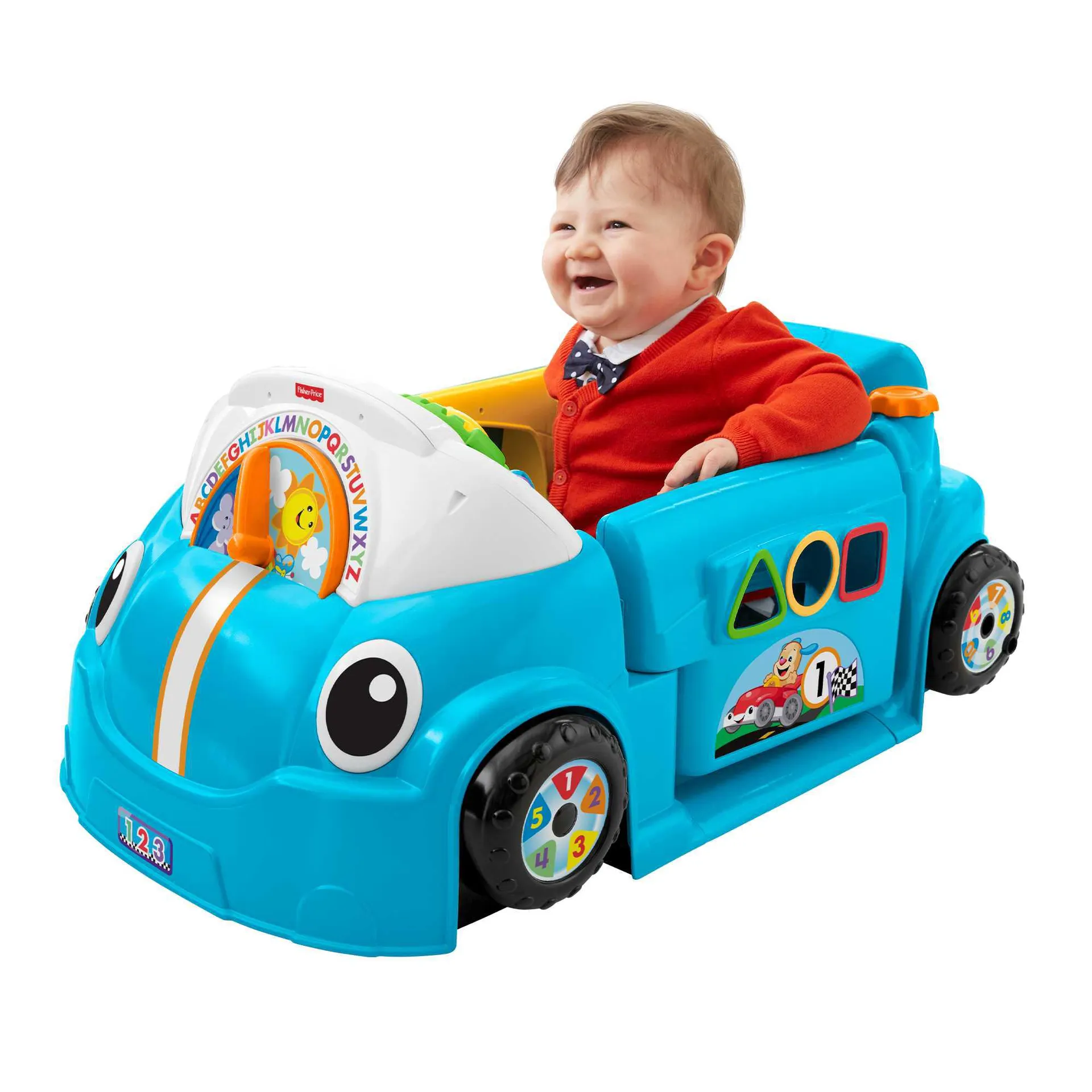 Fisher-Price Laugh & Learn Crawl Around Car, Electronic Learning Toy Activity Center For Baby, Blue