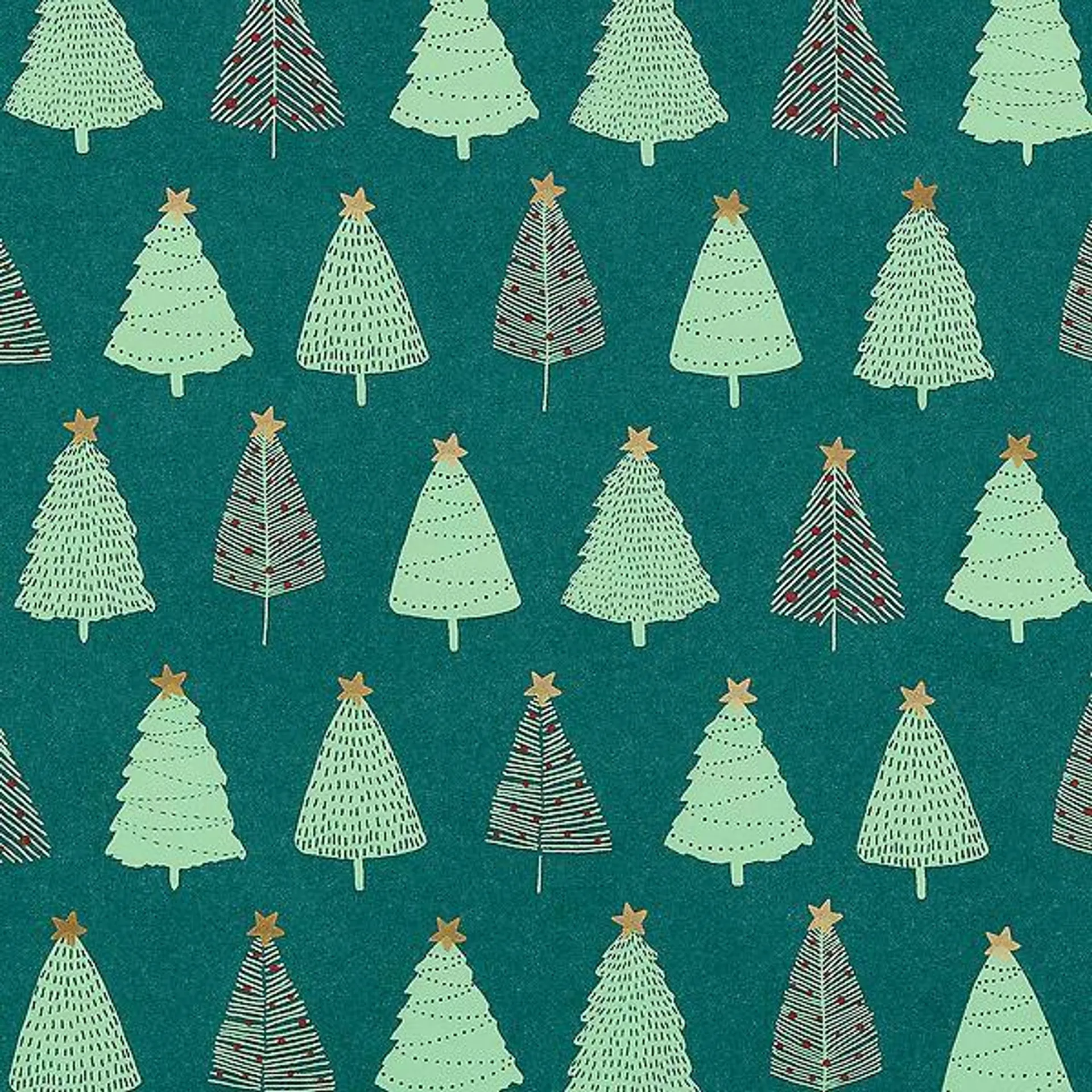 The Container Store Gold Star Trees Wrapping Paper