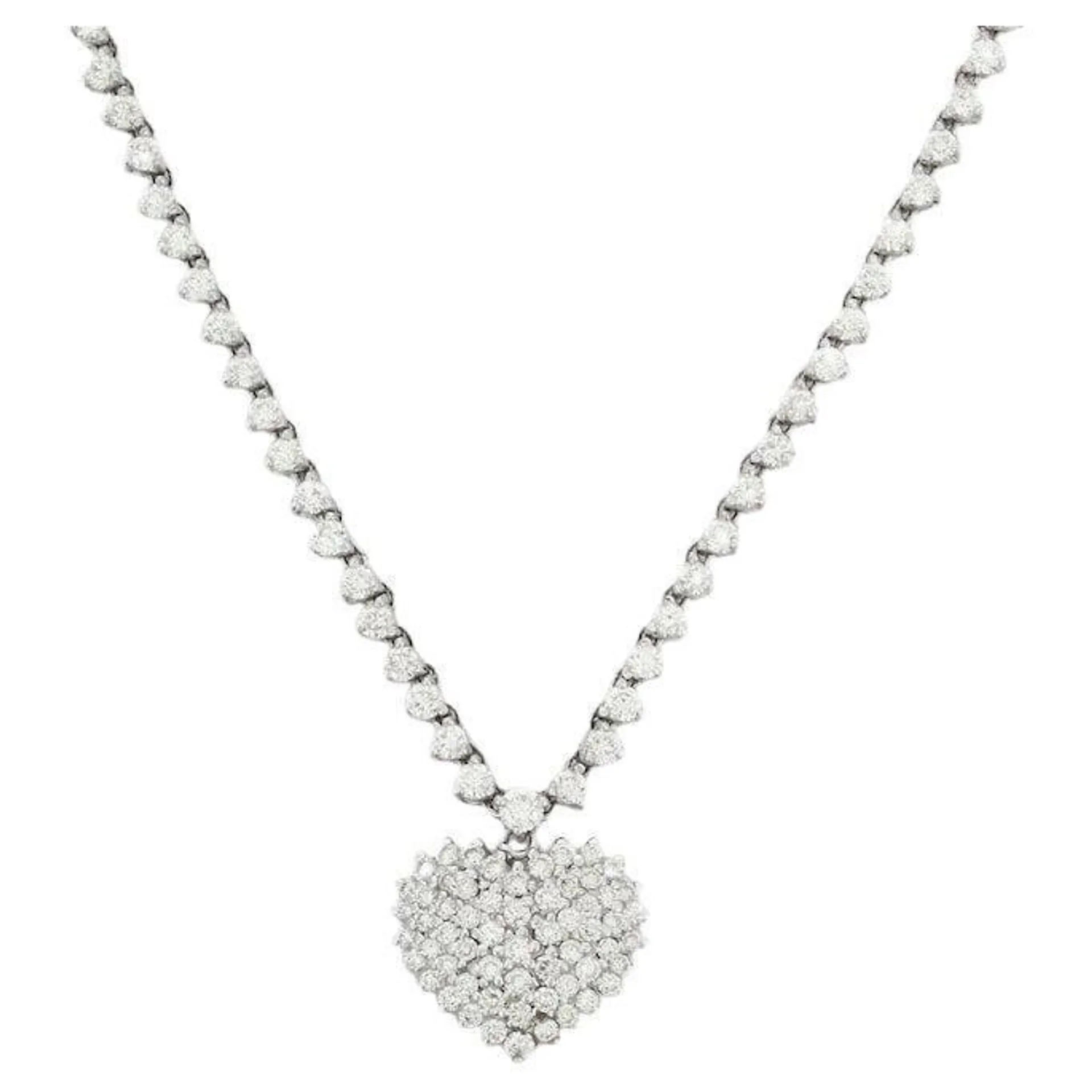 Stunning 5.5 CTW Diamond Heart Necklace in 18kt Solid White Gold