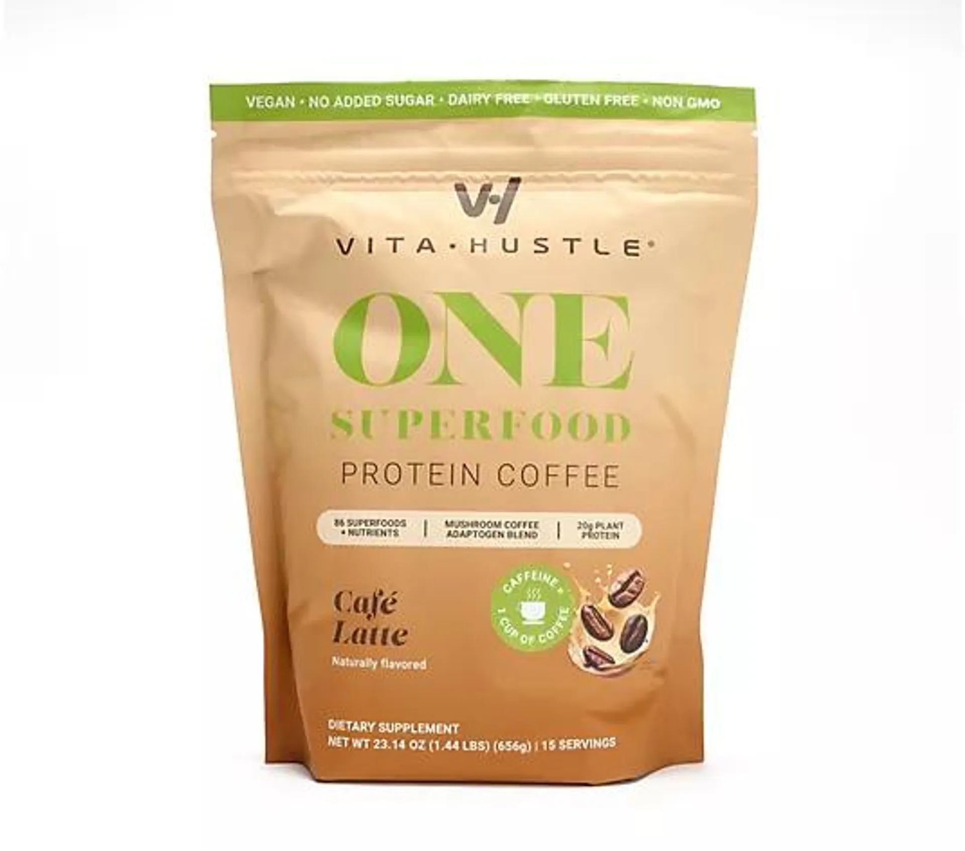 VitaHustle ONE Protein Coffee Shake Cafe Latte 15 Servings