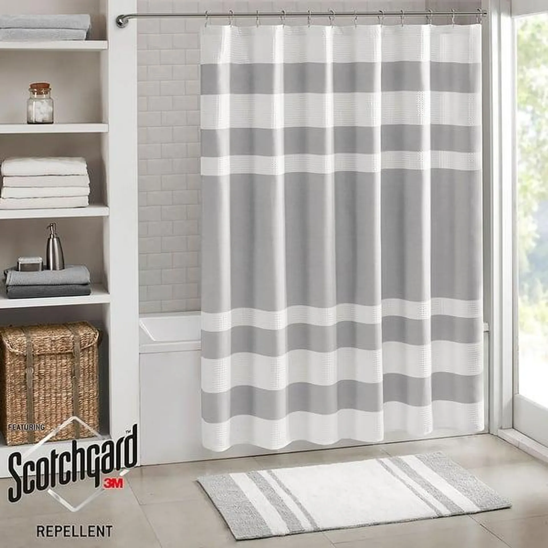 Madison Park Spa Waffle Shower Curtain with 3M Treatment