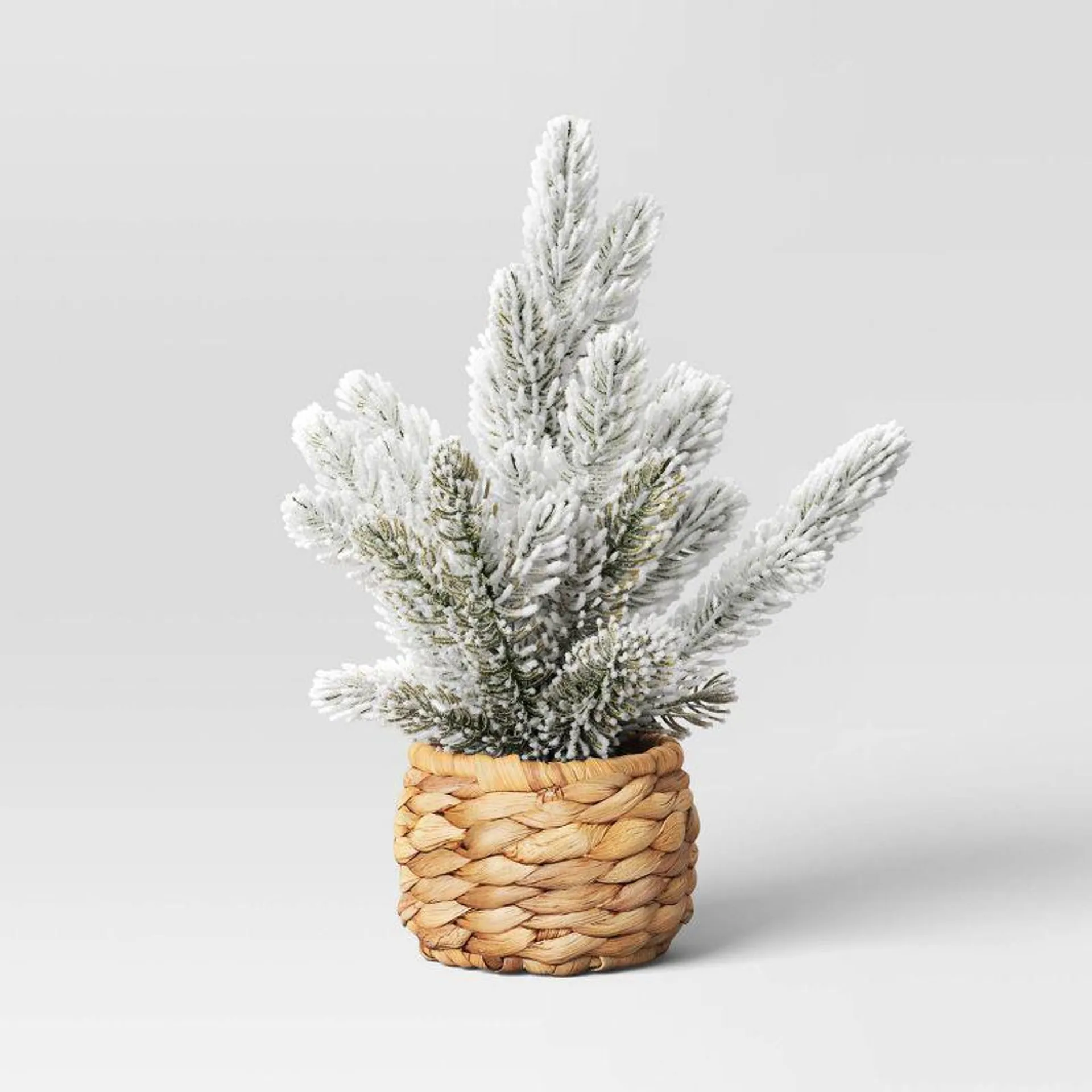 Artificial Flocked PE Tree in Woven Basket - Threshold™