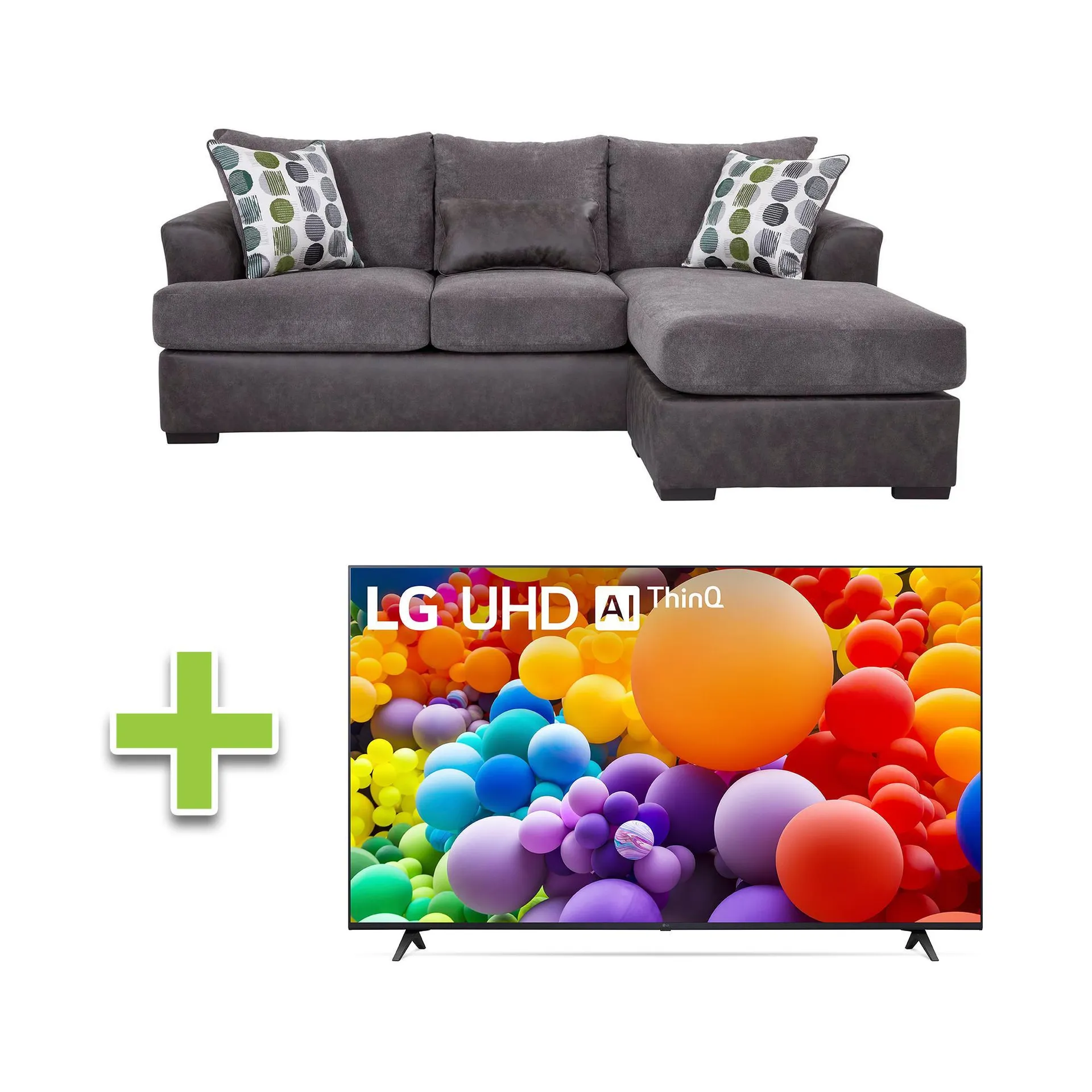 Envy II Chaise Sofa with 65" LG TV