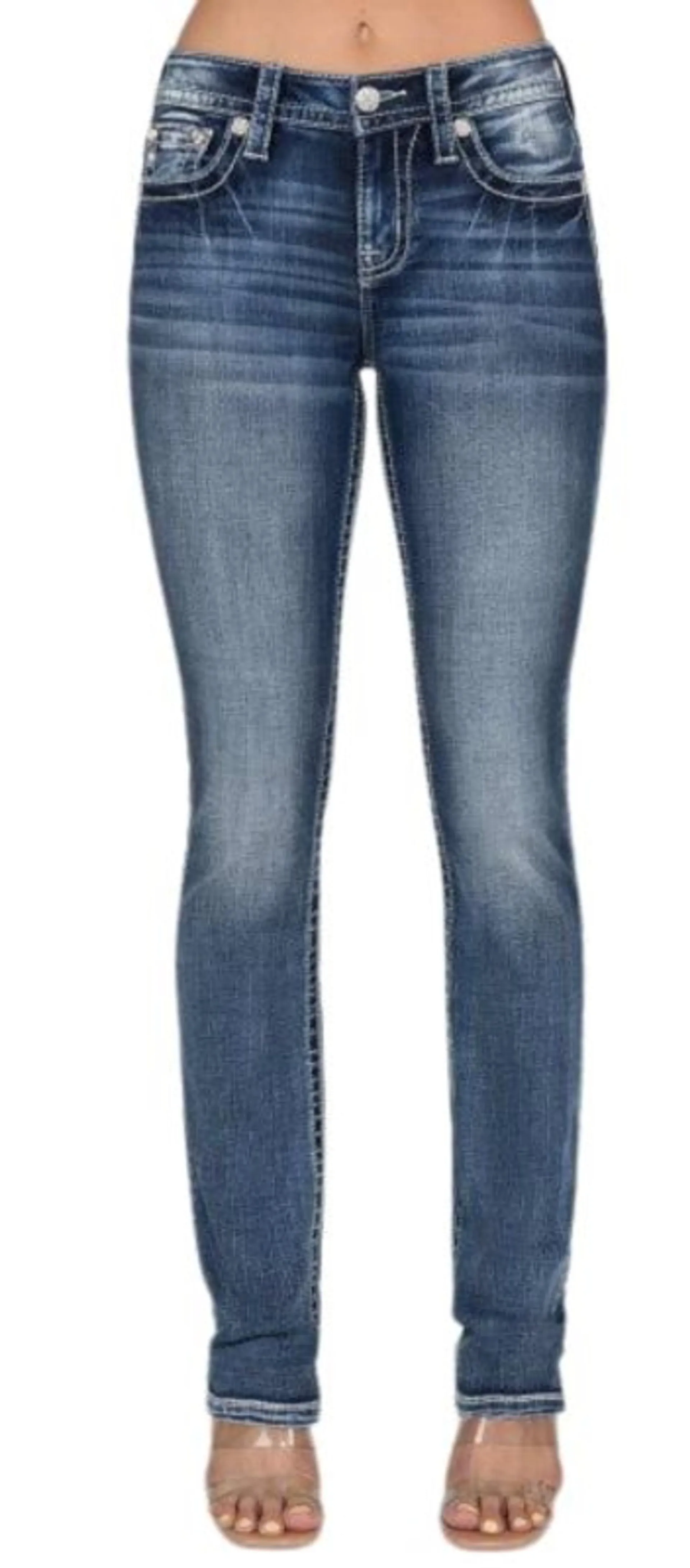 Miss Me Womens Mid-Rise Straight Jean