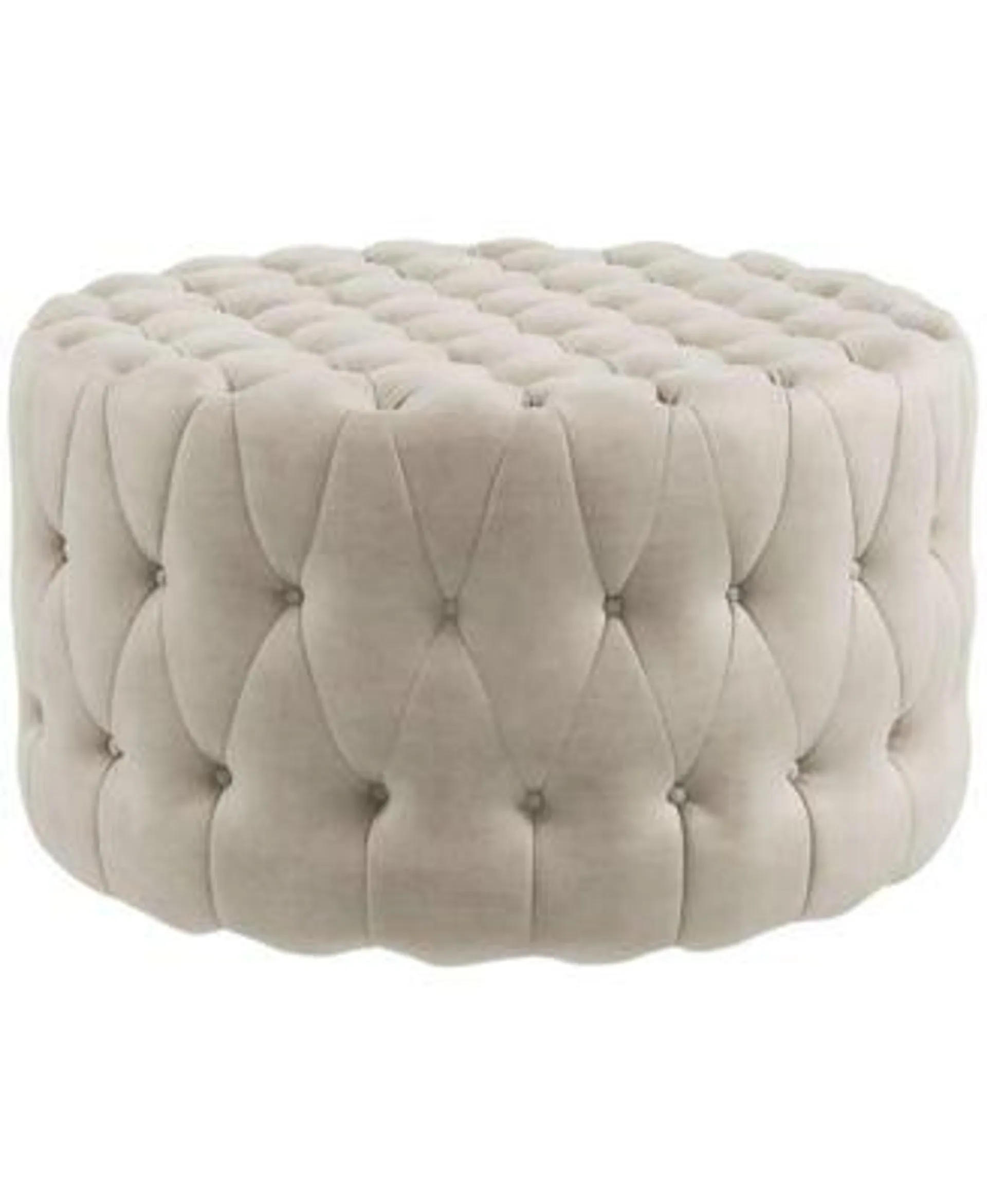 Button Tufted Ottoman Foot Stool with Velvet-feel Upholstery