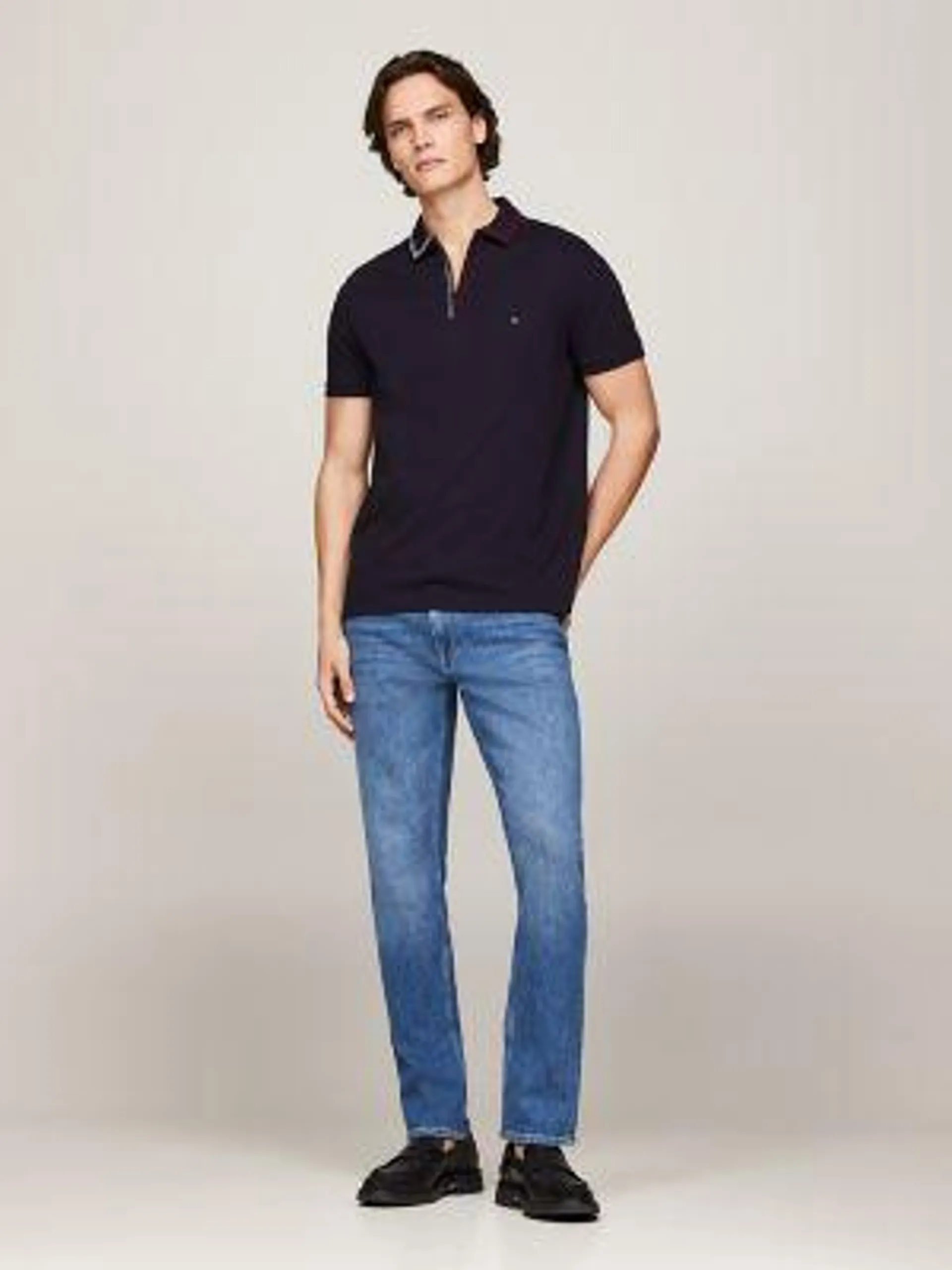 Regular Fit Tipped Zip Polo