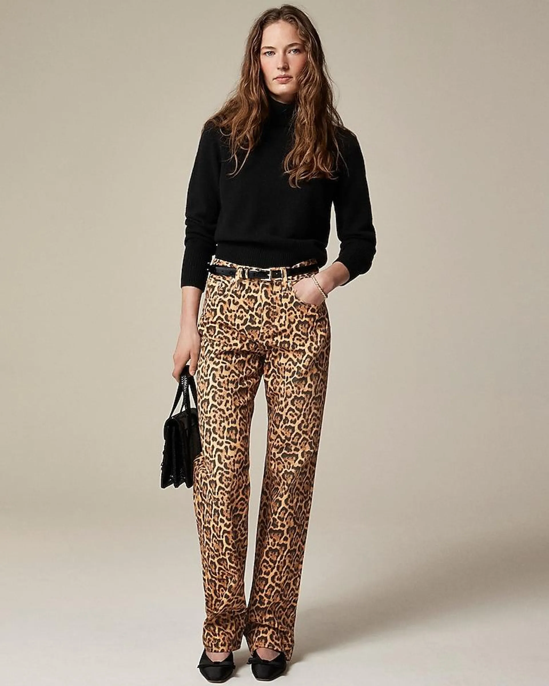 Leopard mid-rise slouchy jean in 1984 rigid