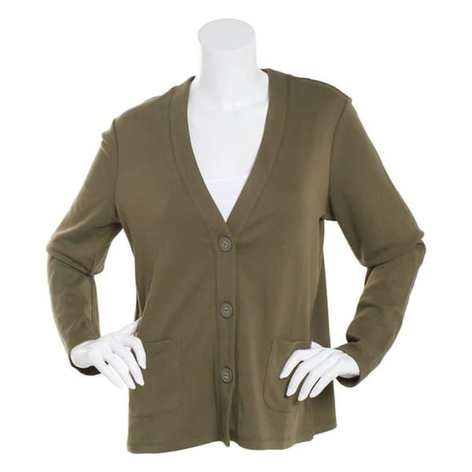 Womens Hasting & Smith Long Sleeve Split Neck Cardigan