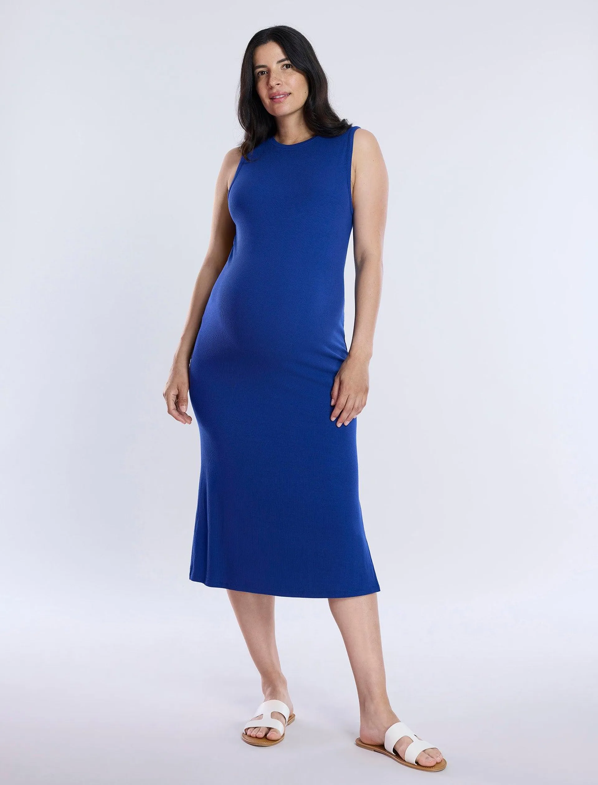 Sleeveless Rib Knit Midi Dress