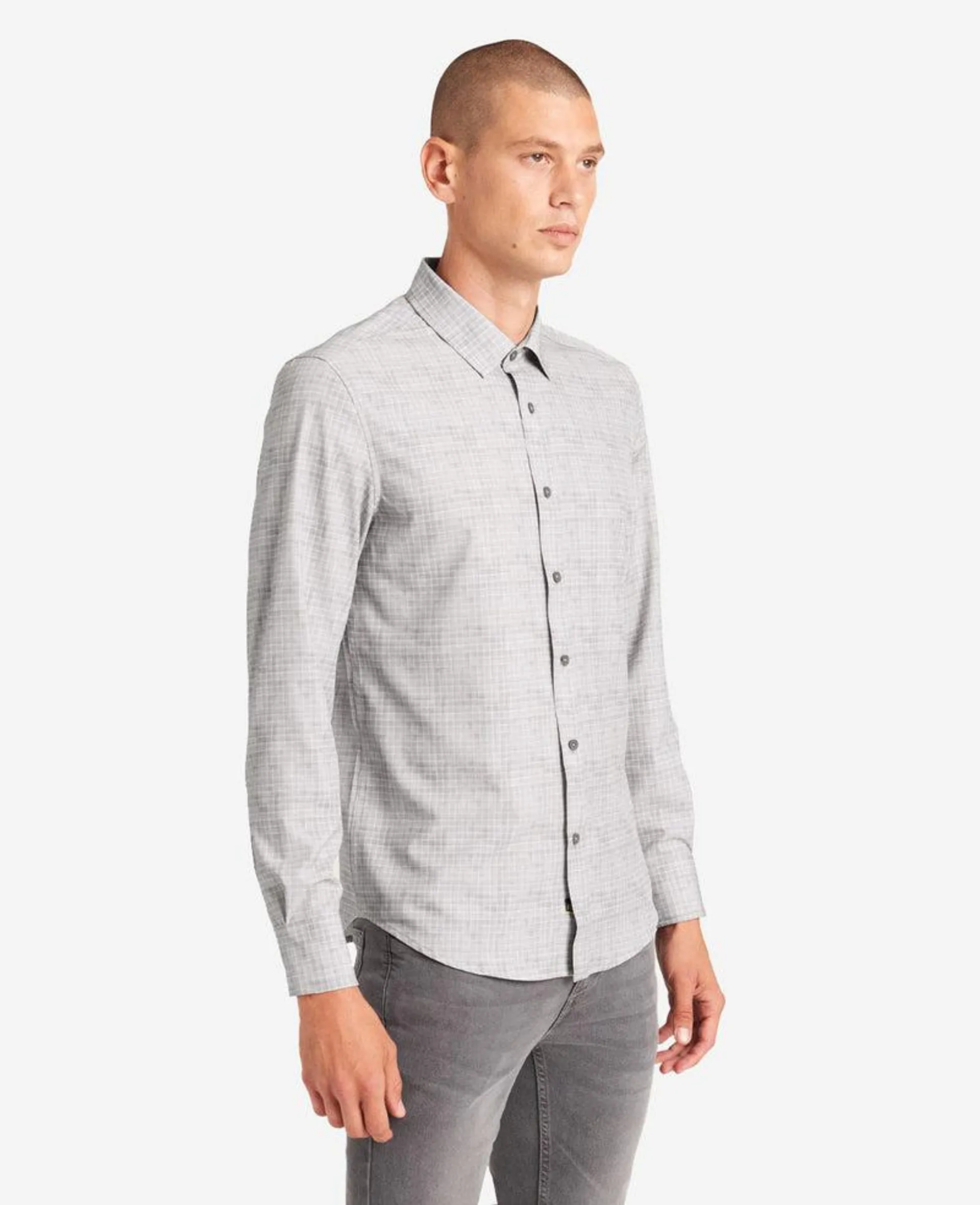 Stretch Print Button-Down Shirt