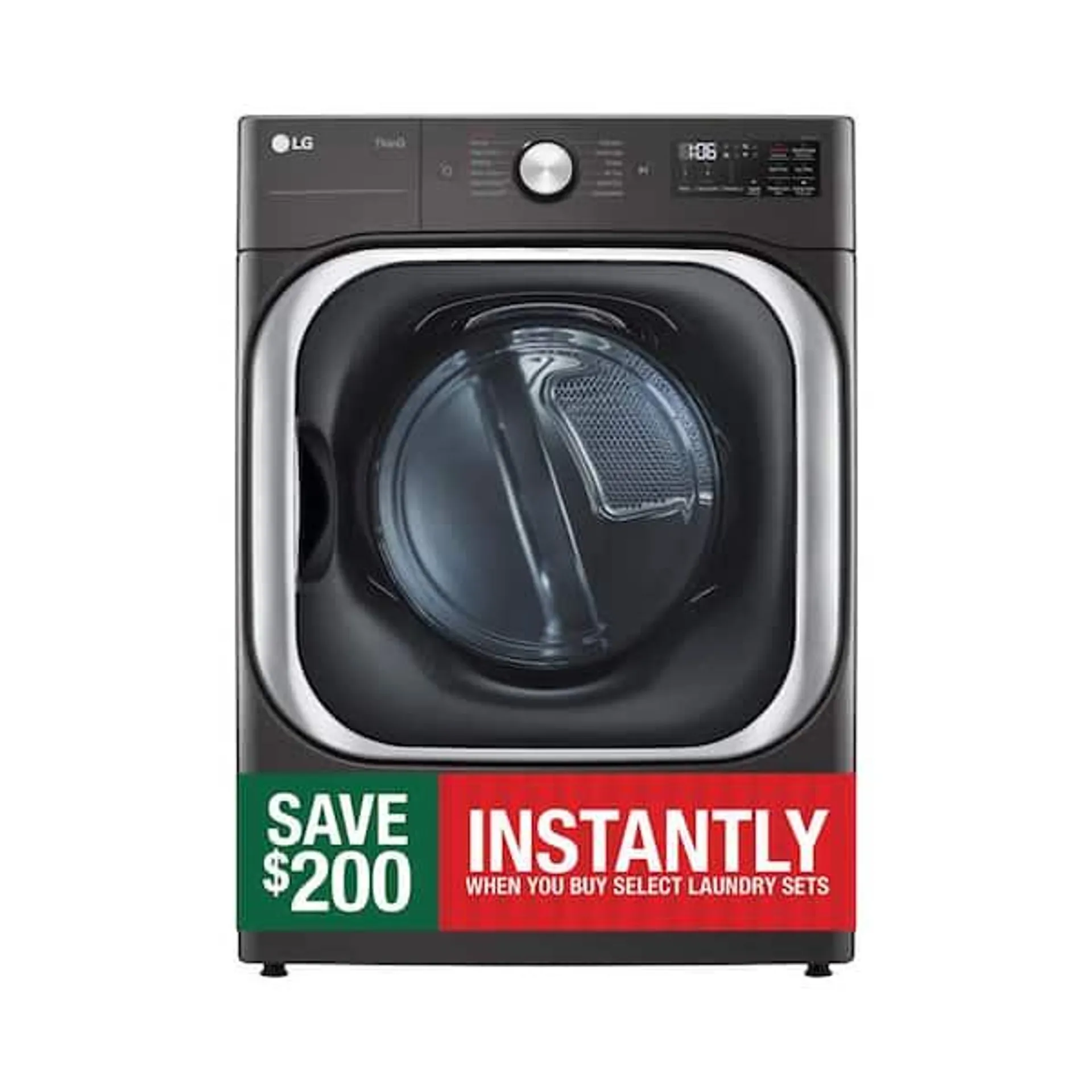 9.0 cu. ft. Vented SMART Stackable Electric Dryer in Black Steel with TurboSteam and Sensor Dry Technology