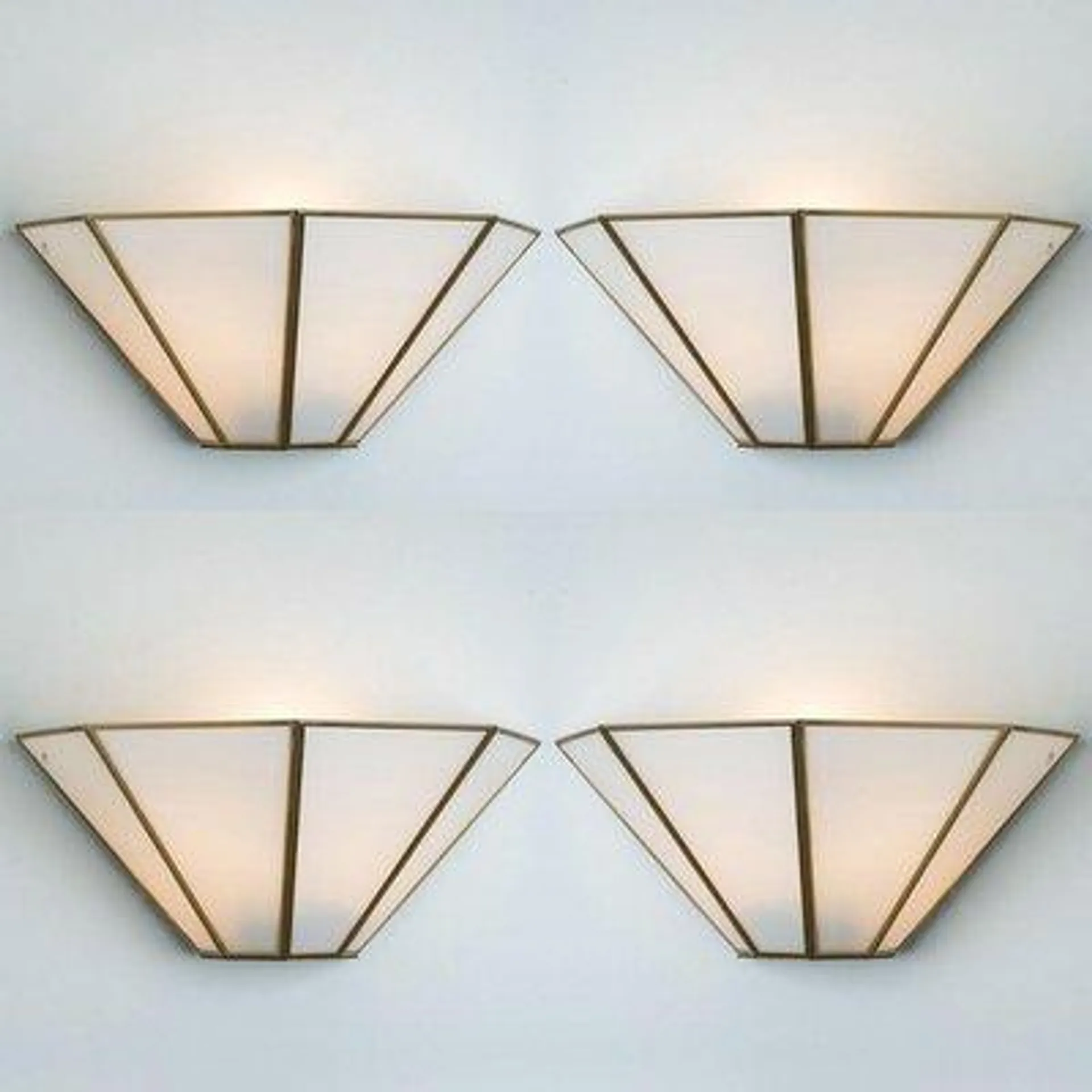 Geometrical Gold Brass White Wall Light from Limburg, Germany, 1970s