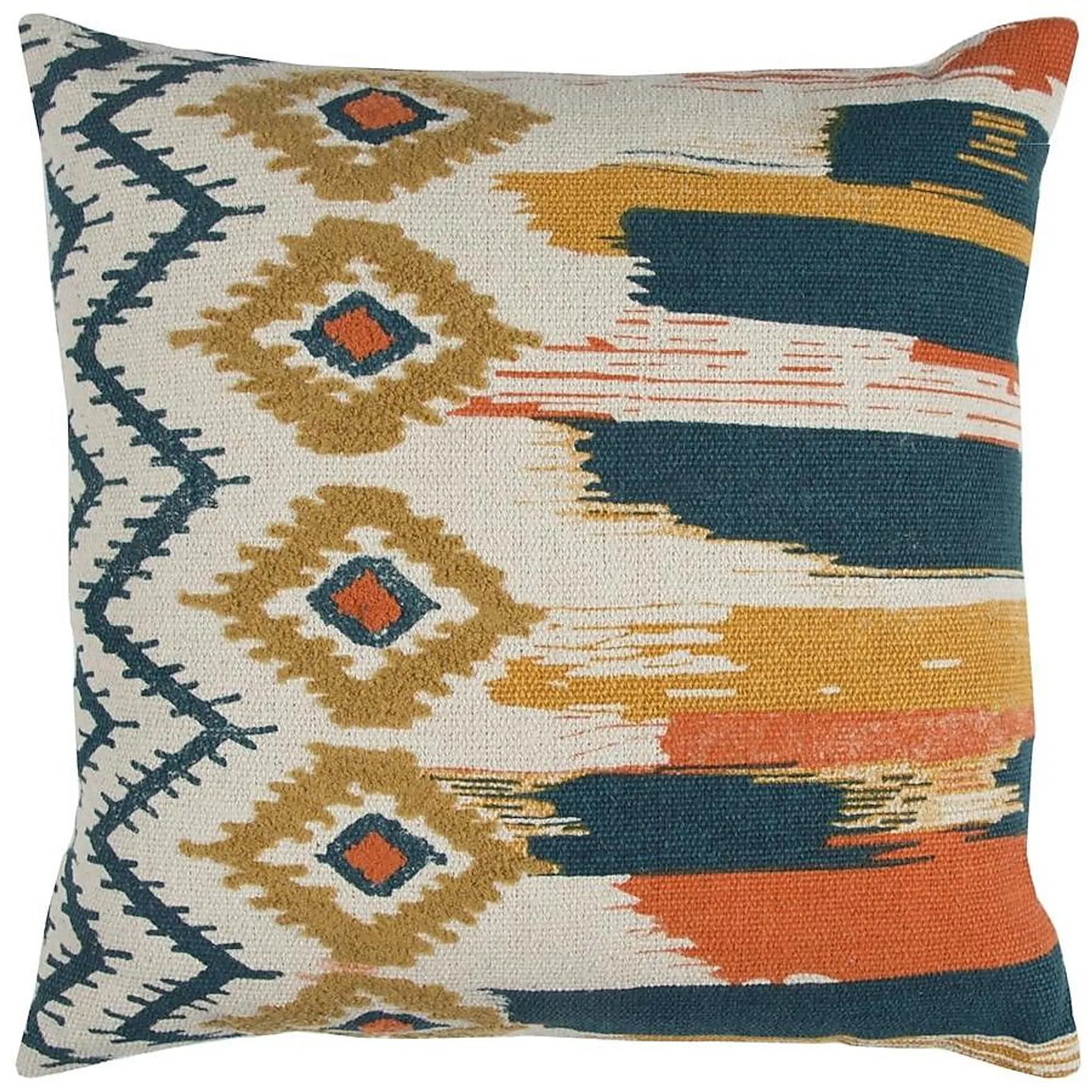 Rizzy Home Poly filled pillow 20-in x 20-in Natural/Multi Square Indoor Decorative Pillow