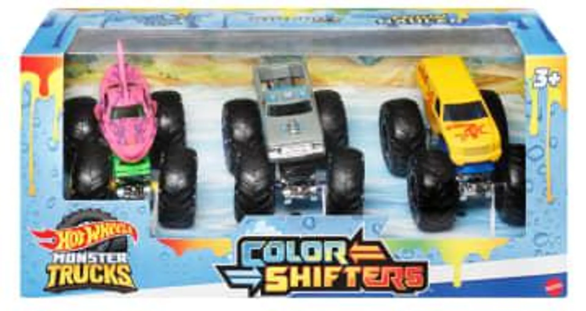 Hot Wheels Monster Trucks 1:64 Color Shifters 3-Pack, Toy Trucks For Kids