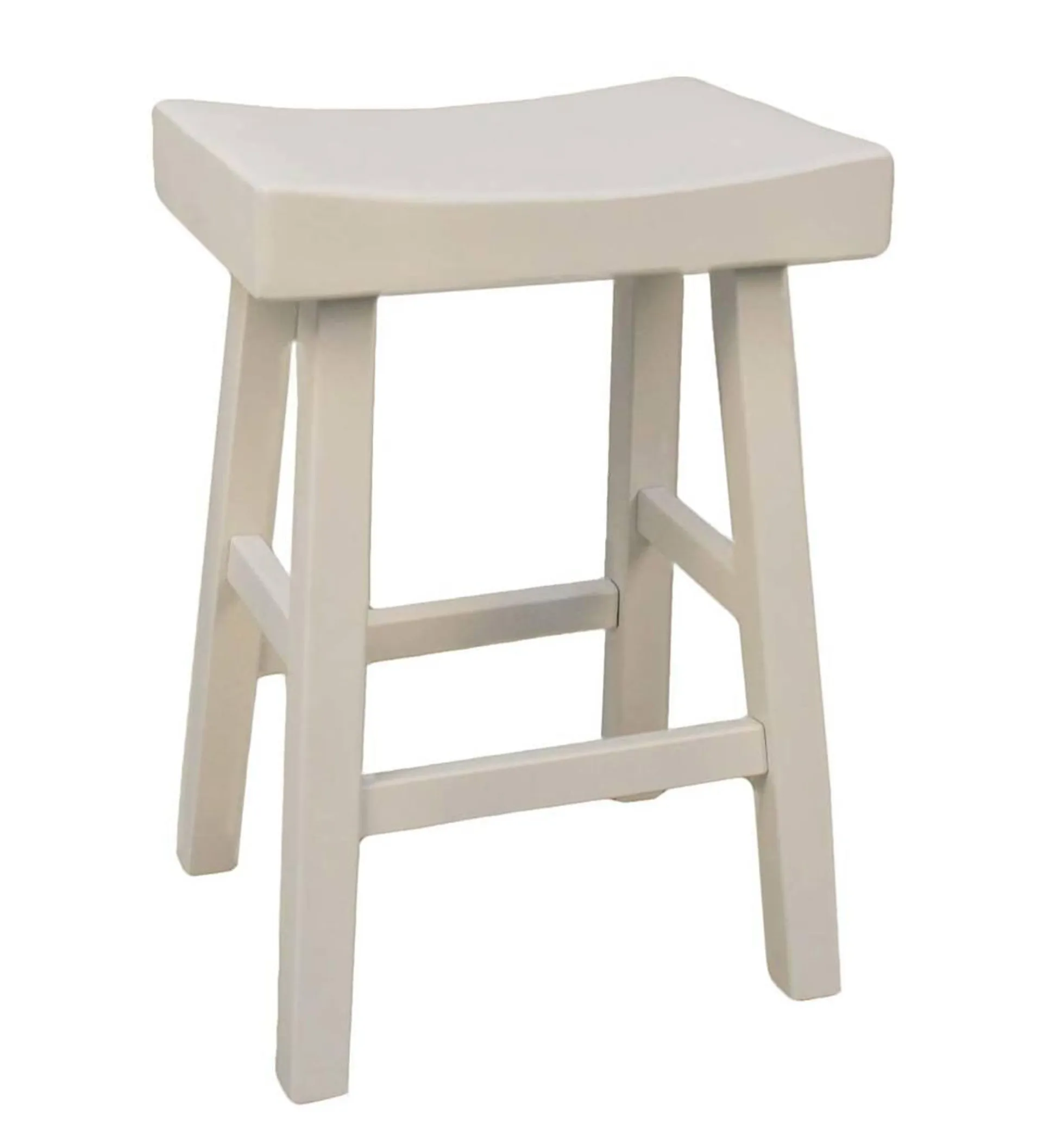 25" Wood Saddle Counter Stool - Antique White