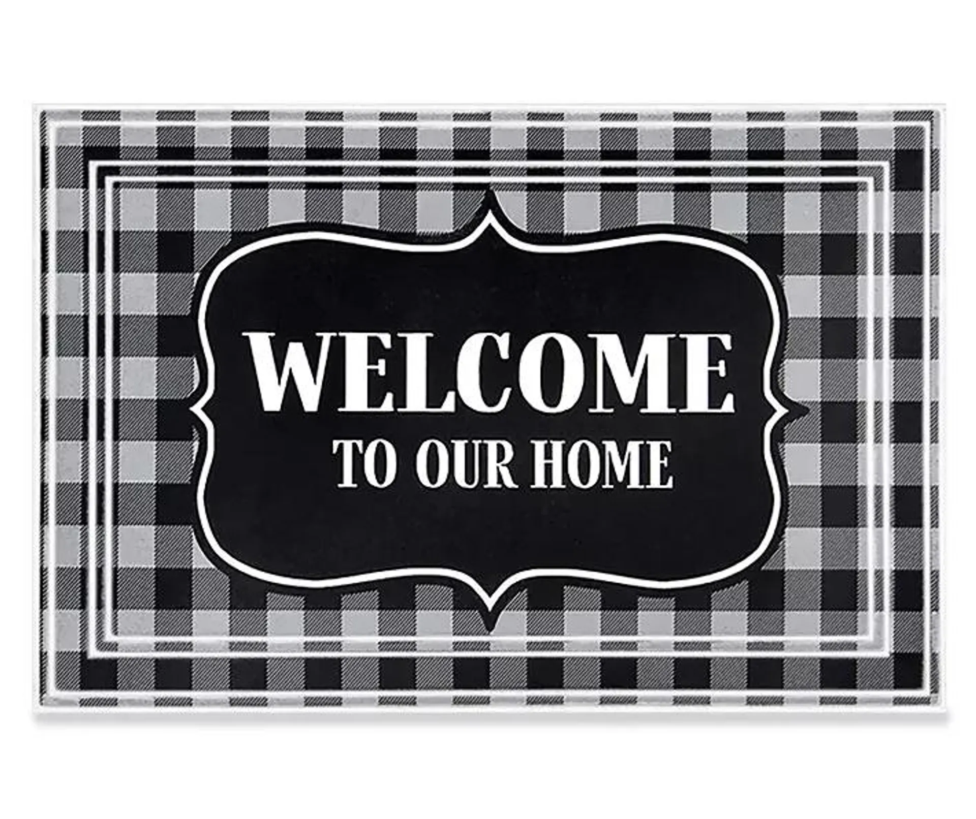 "Welcome" Gingham Outdoor Doormat, (2' x 3')