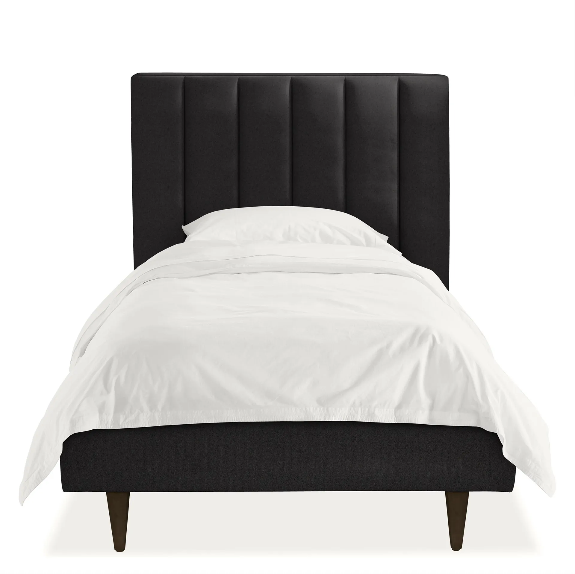 Hartley 48 High Headboard Twin Bed in Declan Ebony with Charcoal Legs