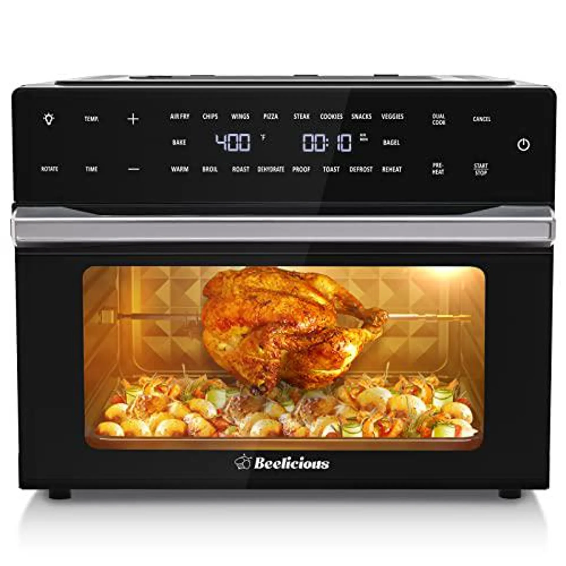 Beelicious 32Qt Extra Large Air Fryer, 19-In-1 Air Fryer Toaster Oven Combo With Rotisserie And Dehydrator, Digital Convection O