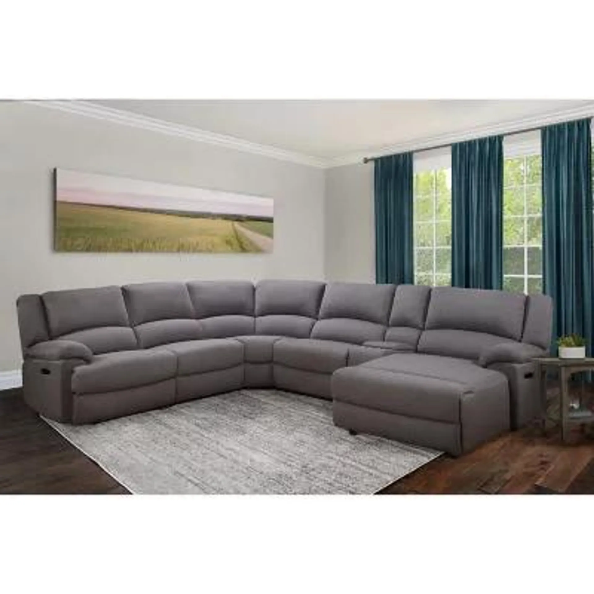 Fletcher 6-Piece Fabric Reclining Sectional, Grey