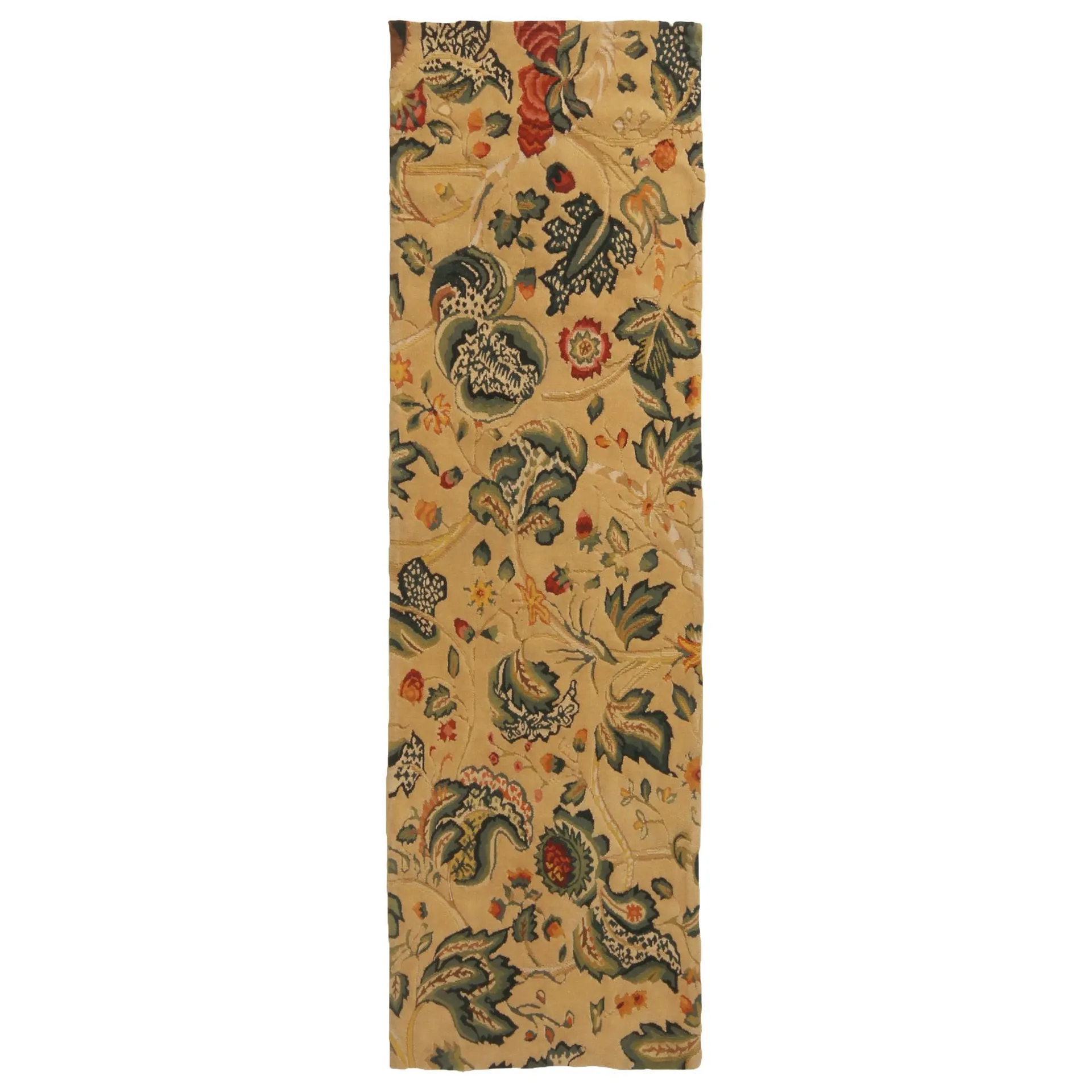 Rug & Kilim's Tudor-Inspired Cream and Green Wool Floral Runner