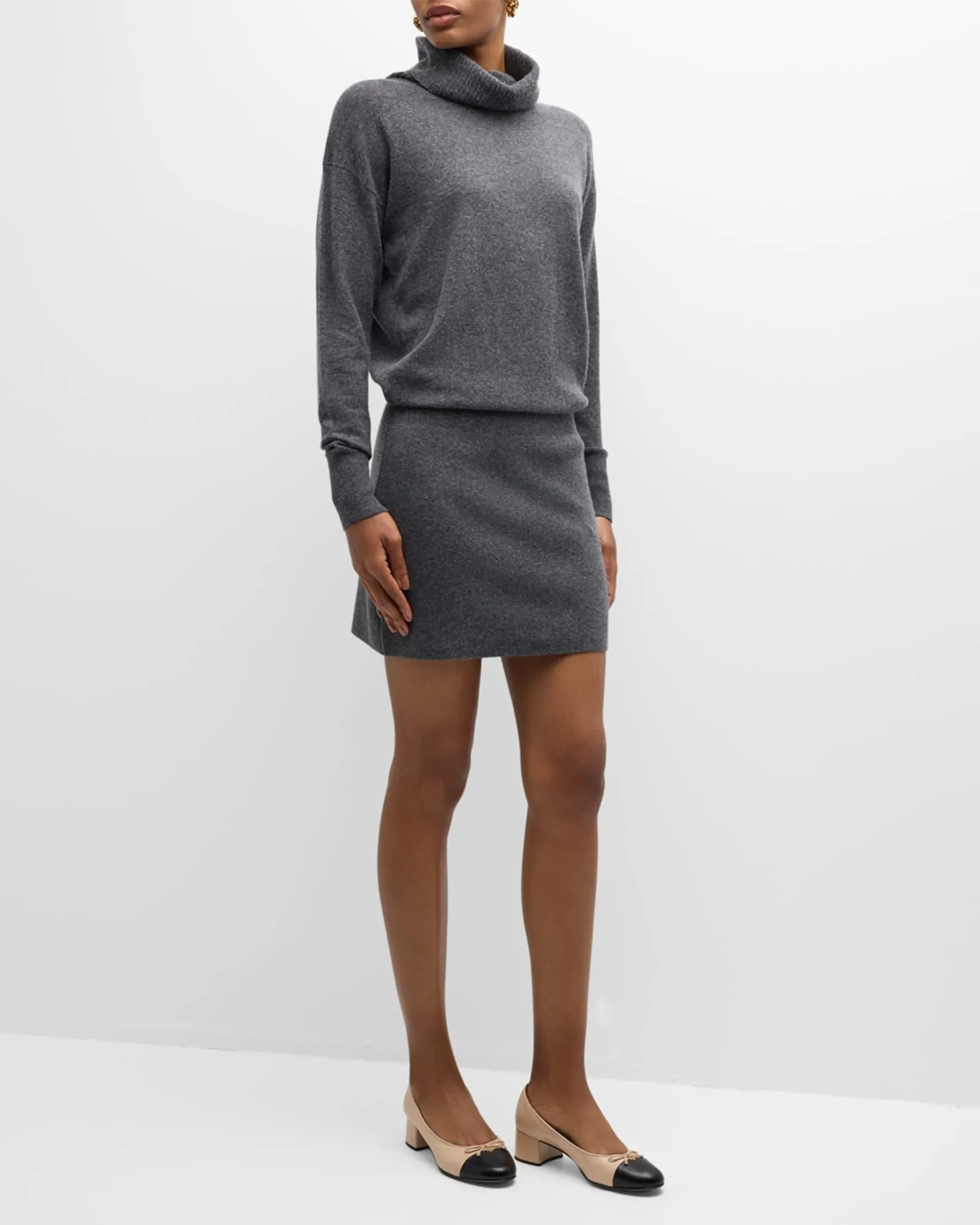 Cassidy Wool-Cashmere Turtleneck Sweater Dress