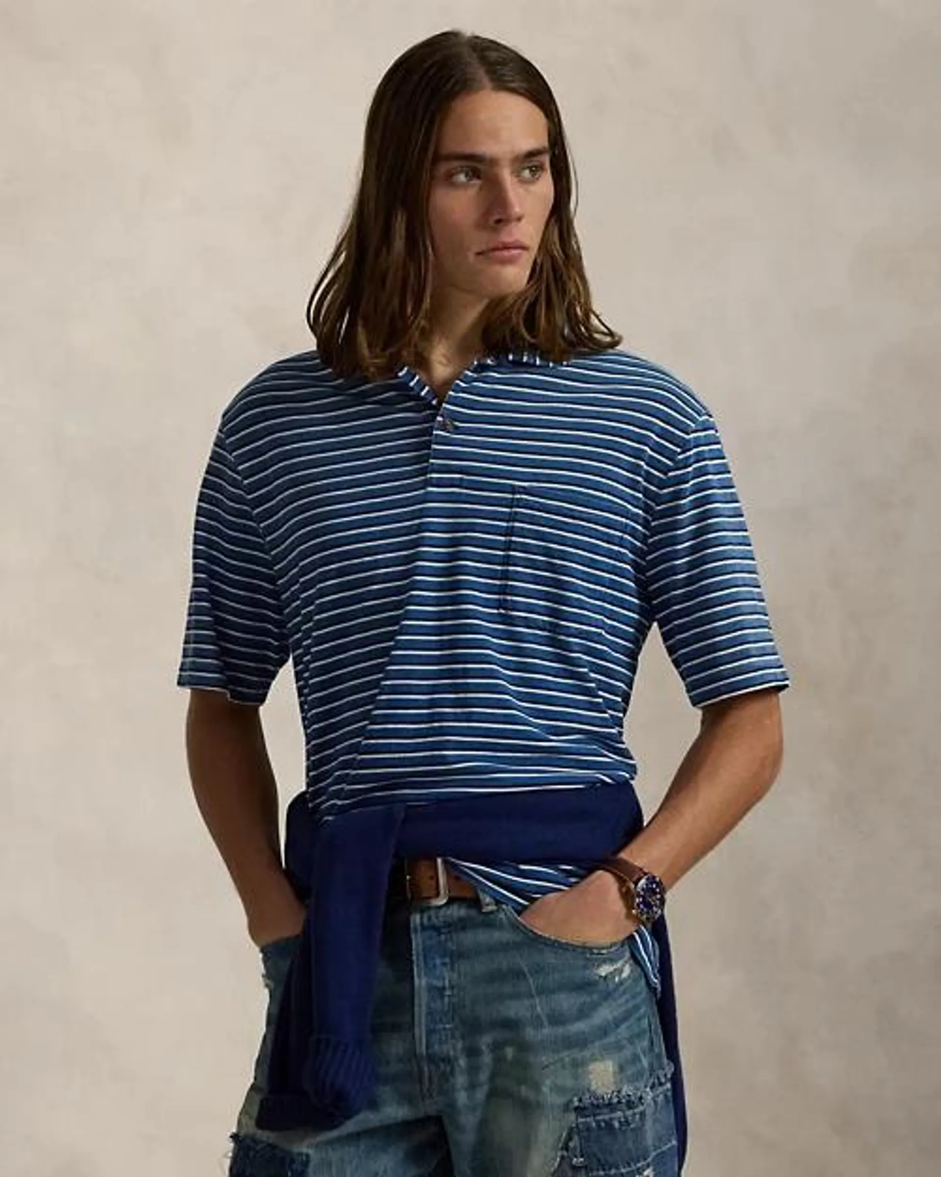 Classic Fit Striped Jersey Polo Shirt