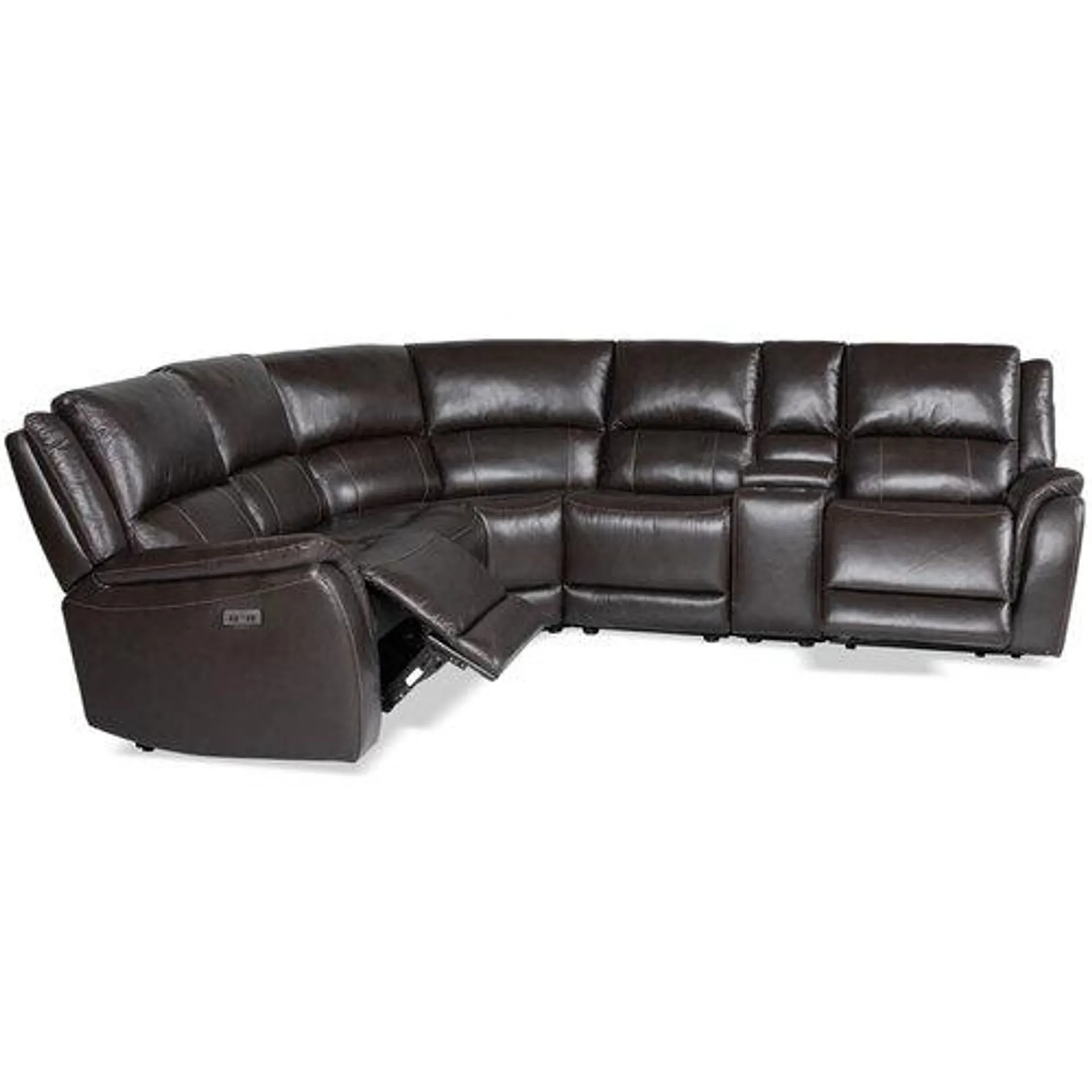 Arabica Leather-Match Power Reclining Sectional - Espresso