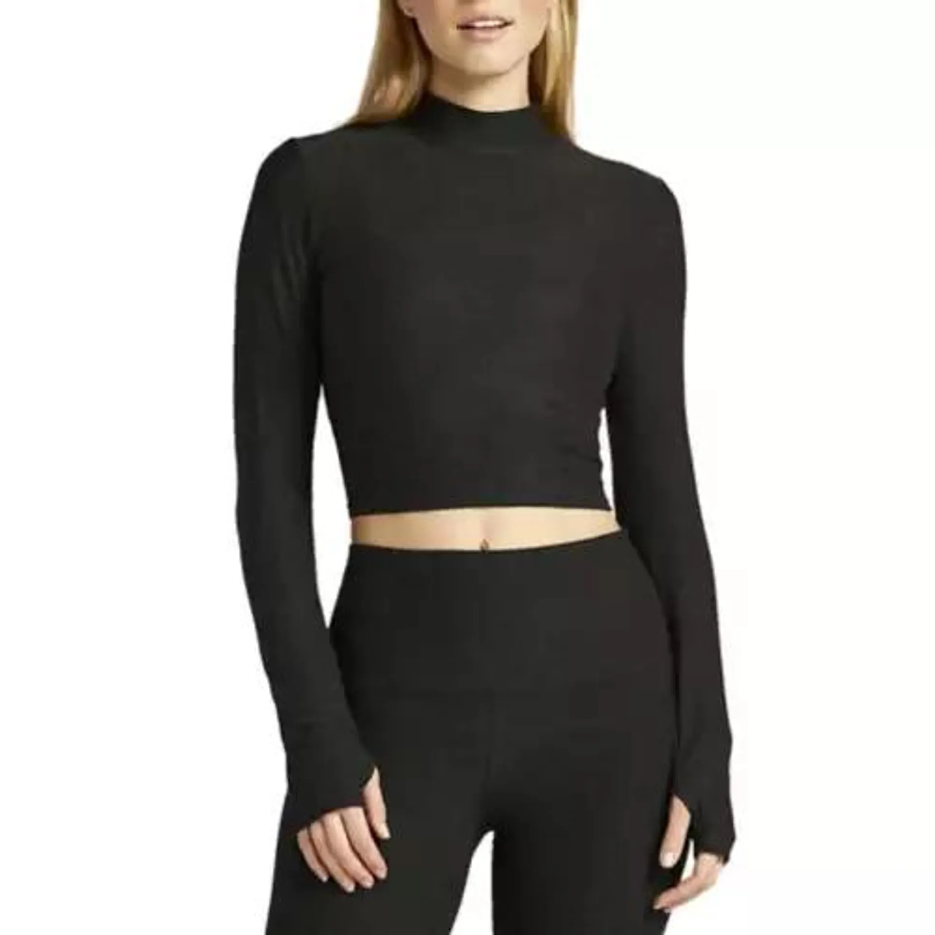 Women's Beyond Yoga Moving On Long Sleeve Mock Neck Crop Top