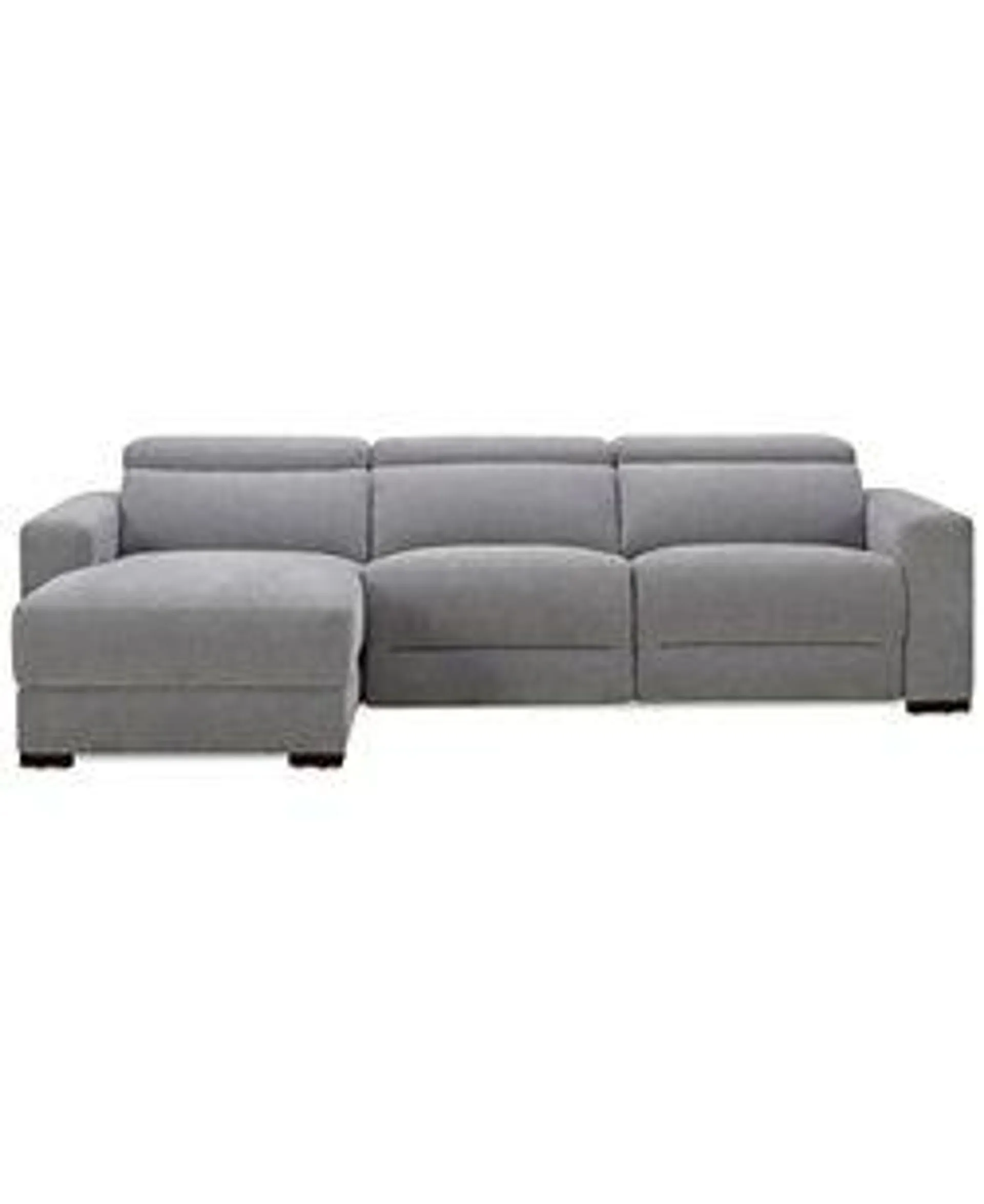 Nevio 3-Pc. Fabric Power Headrest Sectional and Chaise with 2 Power Motion Chairs