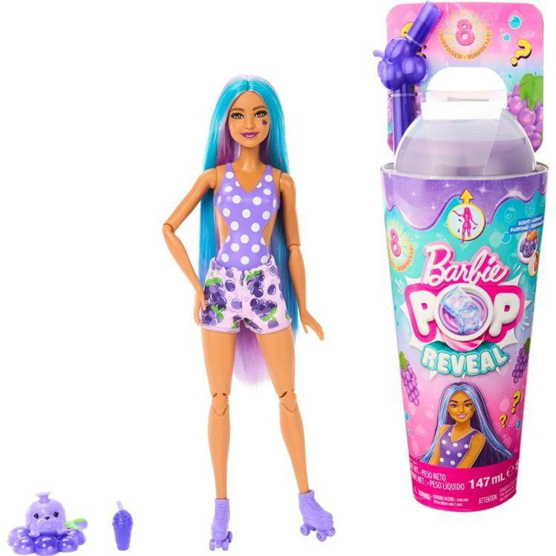 Barbie® Pop Reveal™ Fruit Series Doll, Grape Fizz Theme