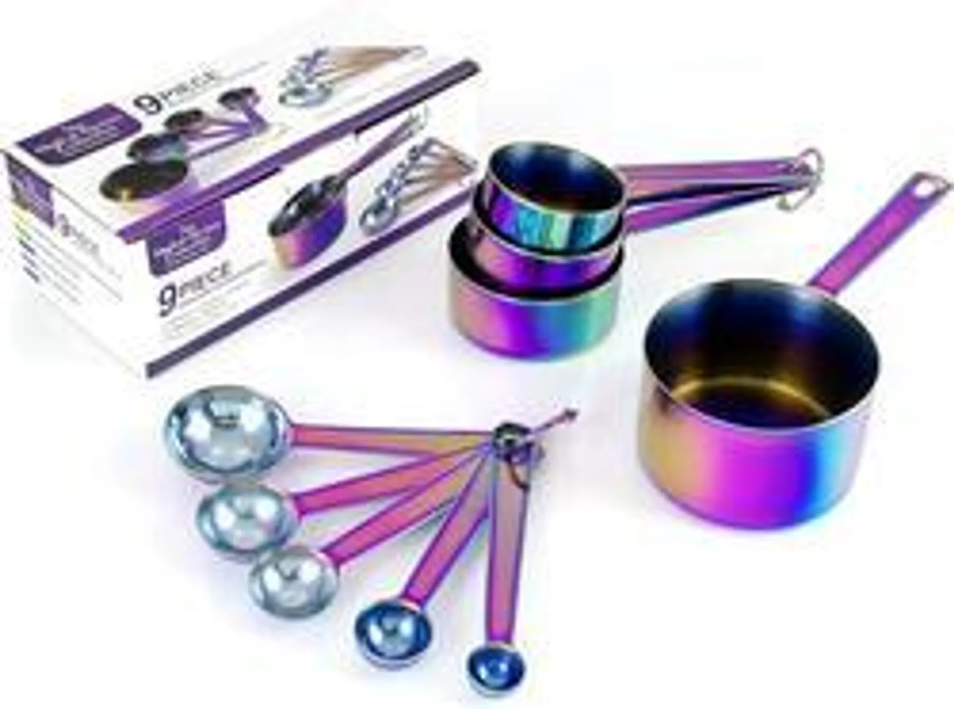 Iridescent Rainbow Measuring Cup and Spoon Set