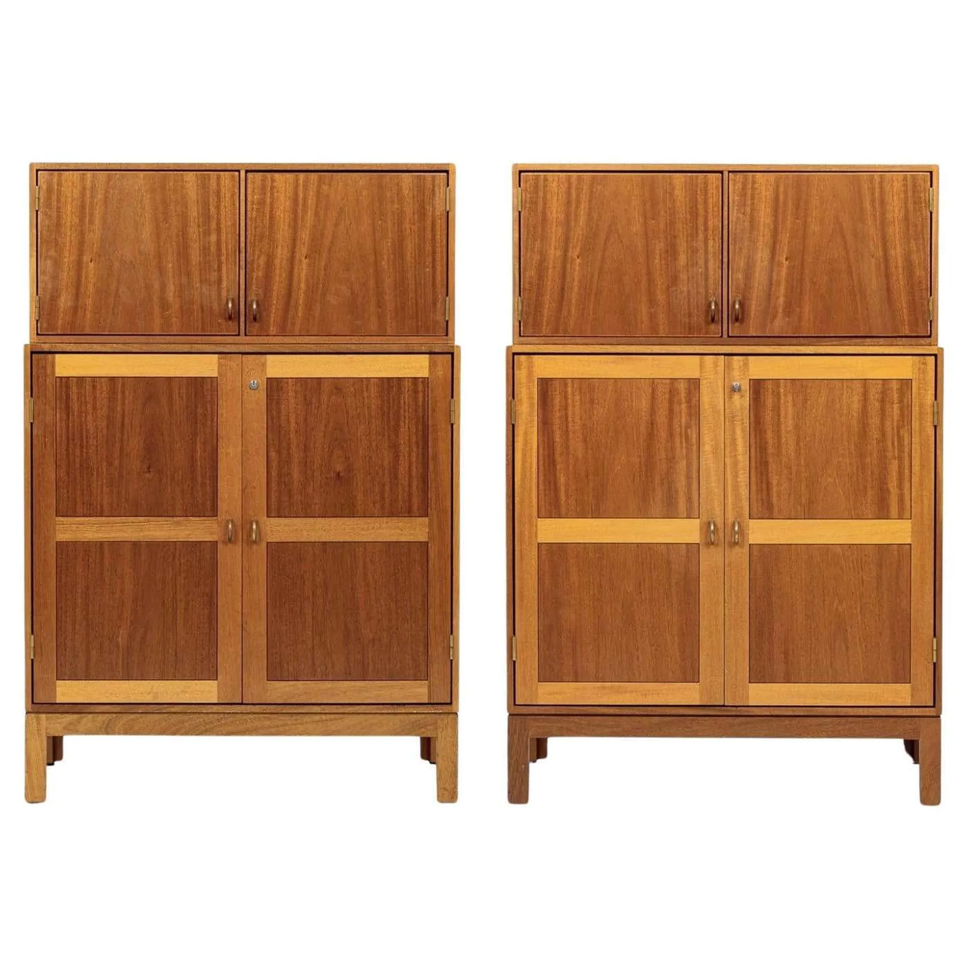 Pair Mid Century Danish Teak Wood Storage Cabinets by Soborg Mobler