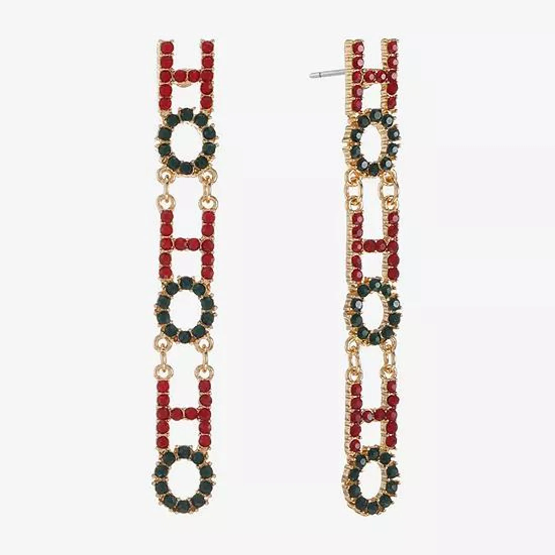 Bijoux Bar Ho Ho Ho Linear Drop Earrings