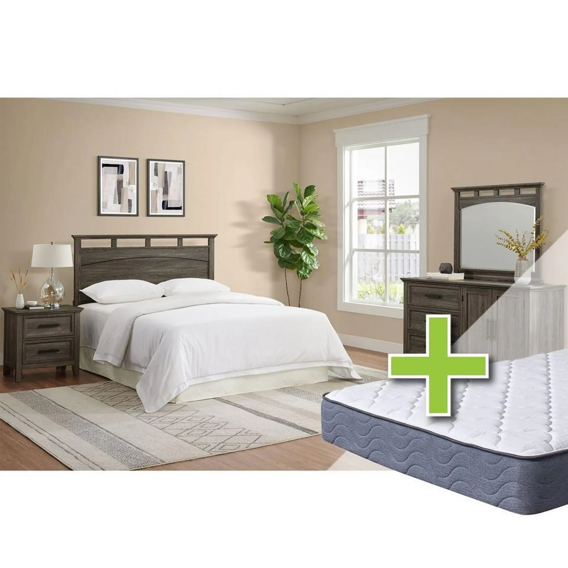 Matias 4 - Piece Queen Bedroom with 9.5" Tight Top Extra Firm Mattress, Foundation & Protectors