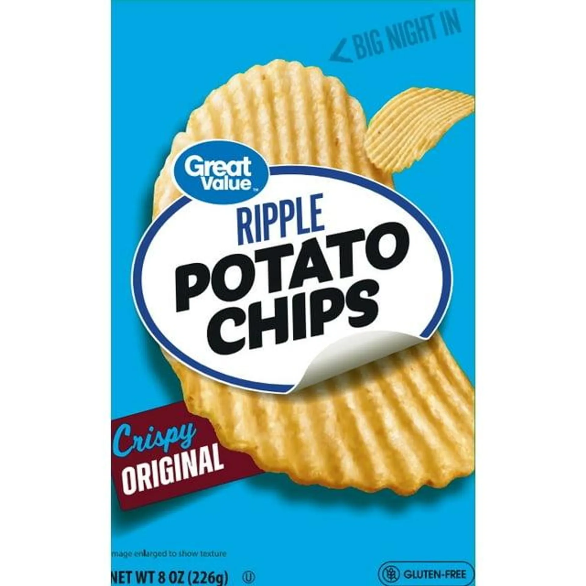 Great Value Rippled Original Potato Chips, 8 oz