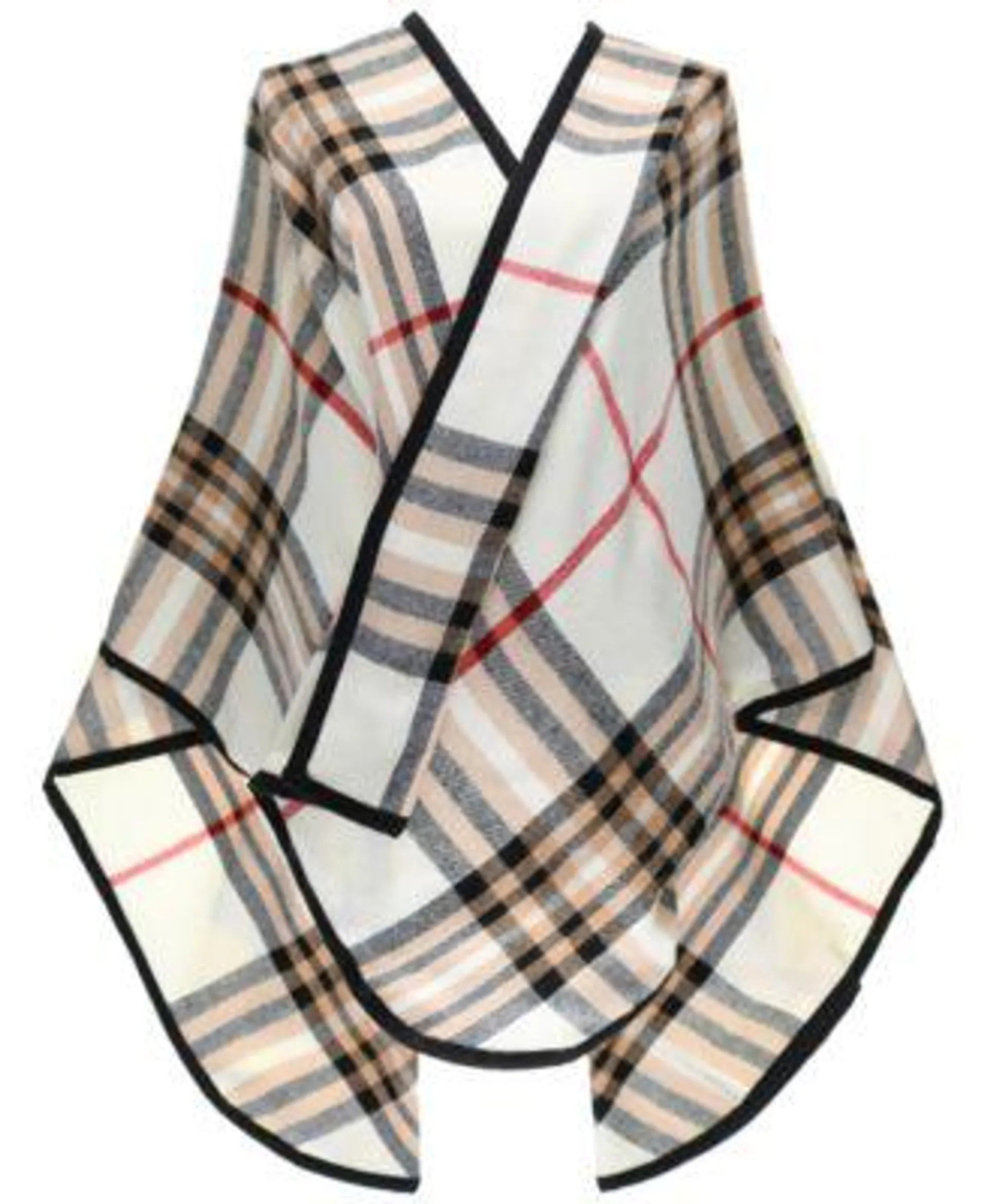 Women's Solid Border Plaid Rounded Edge Wrap