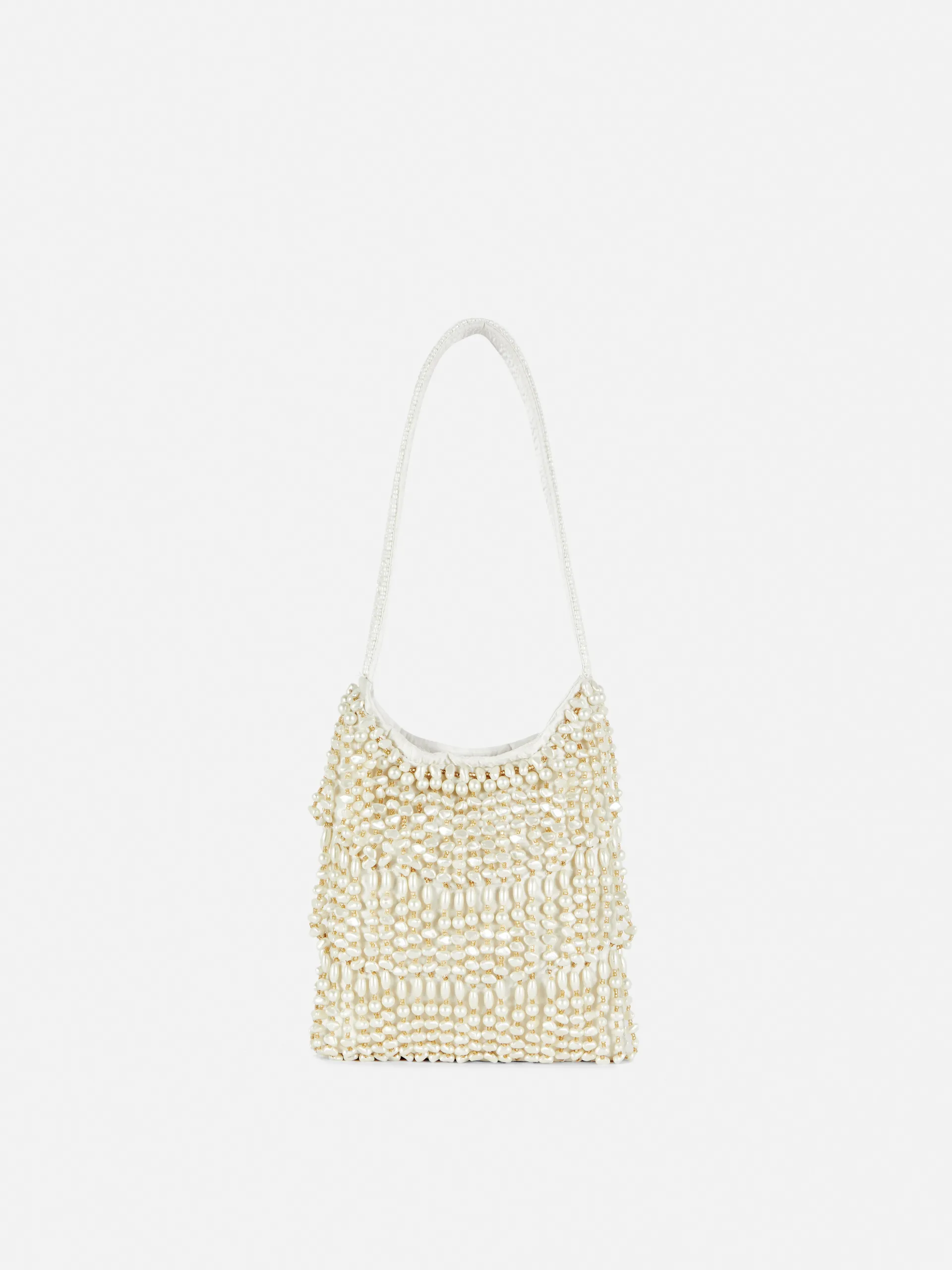 Faux Pearl Beaded Shoulder Bag